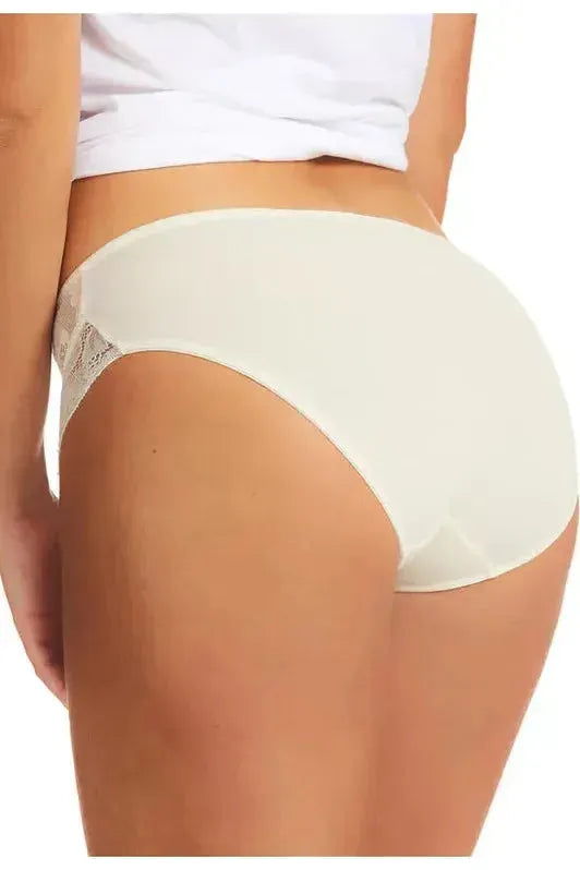 Kayser Perfectly Cotton & Lace Hi Cut Brief -Ivory