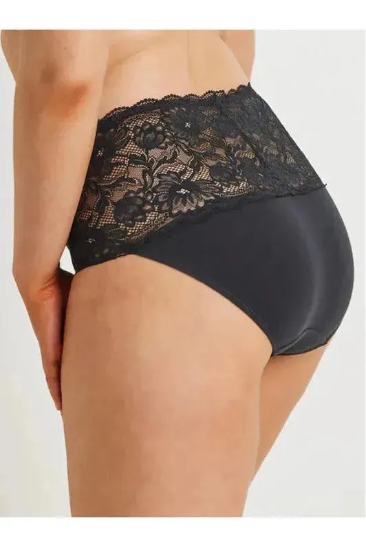 Kayser Essentials Cotton & Lace Full Brief -Black