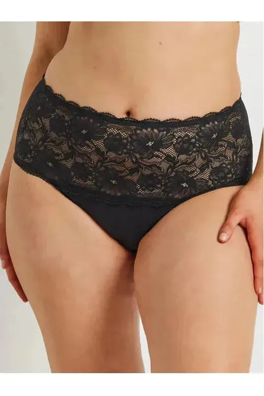 Kayser Essentials Cotton & Lace Full Brief -Black