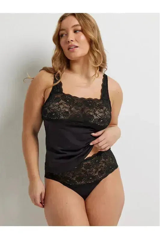 Kayser Essentials Cotton & Lace Full Brief -Black