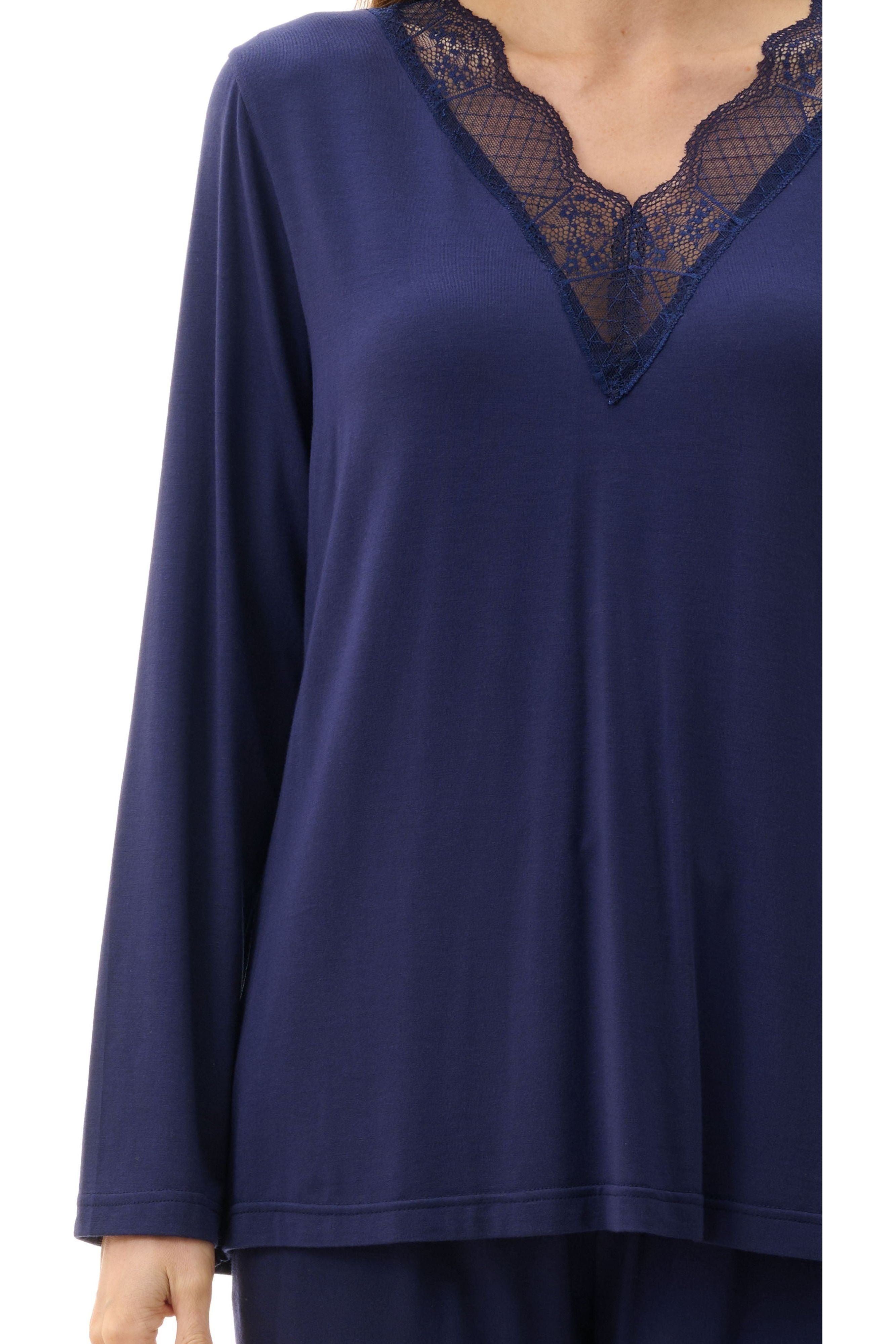 Givoni Modal & Lace Knit Pyjama -Navy(L Only)