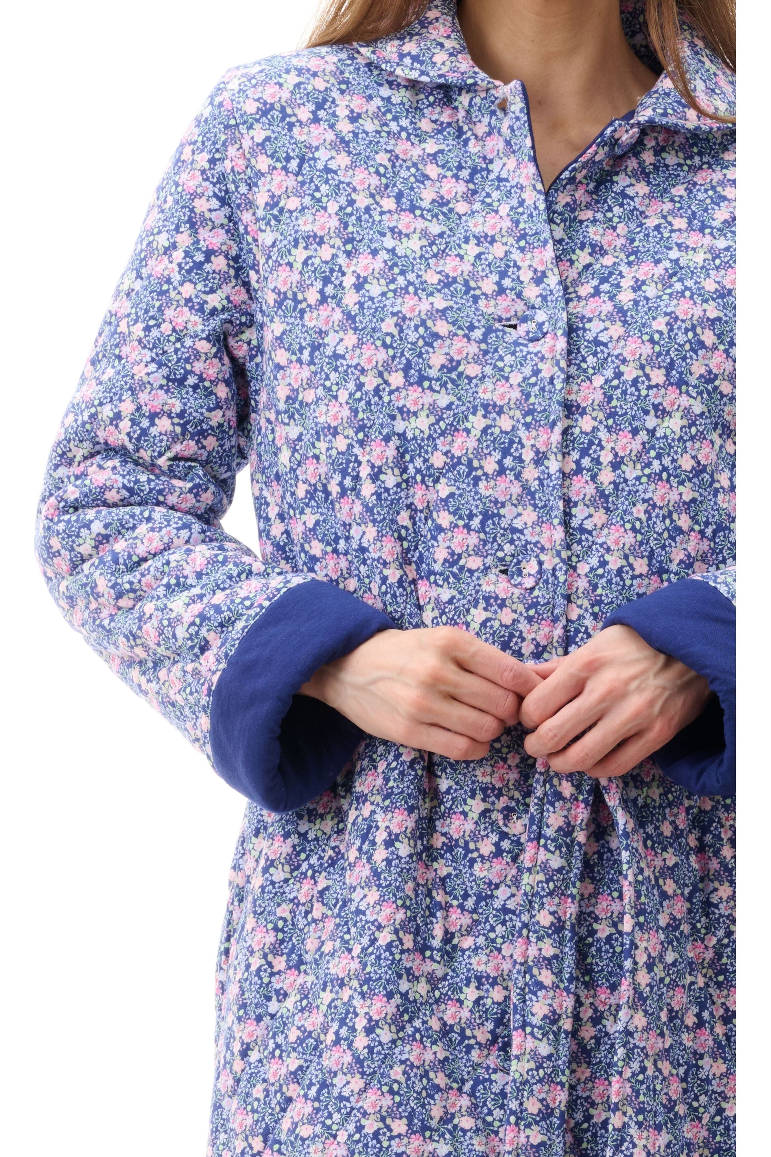 Givoni Becky Long Length Quilted Button Gown -Royal(XL Only)