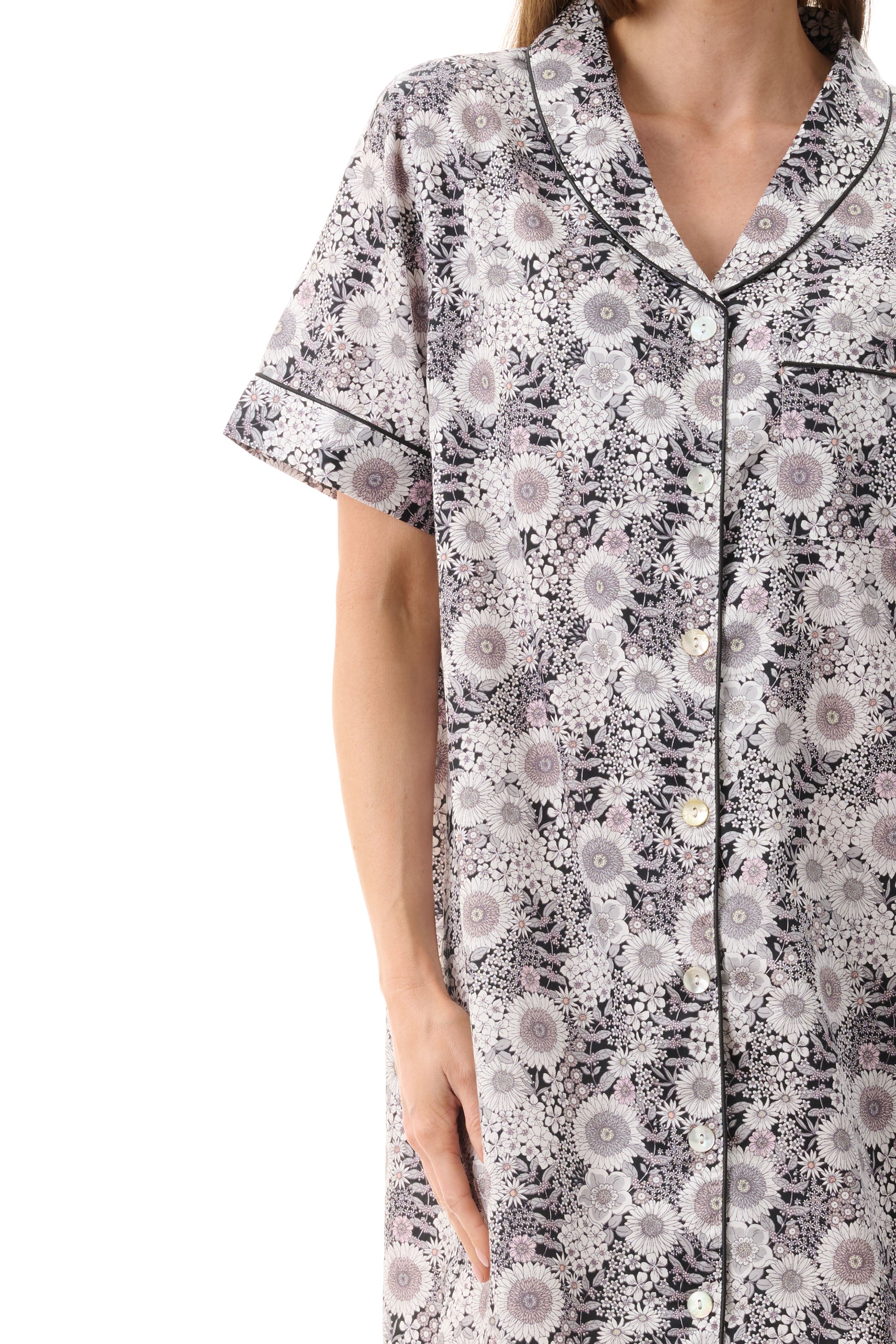 Givoni Quill Cotton Short Sleepshirt -Black(S & L)