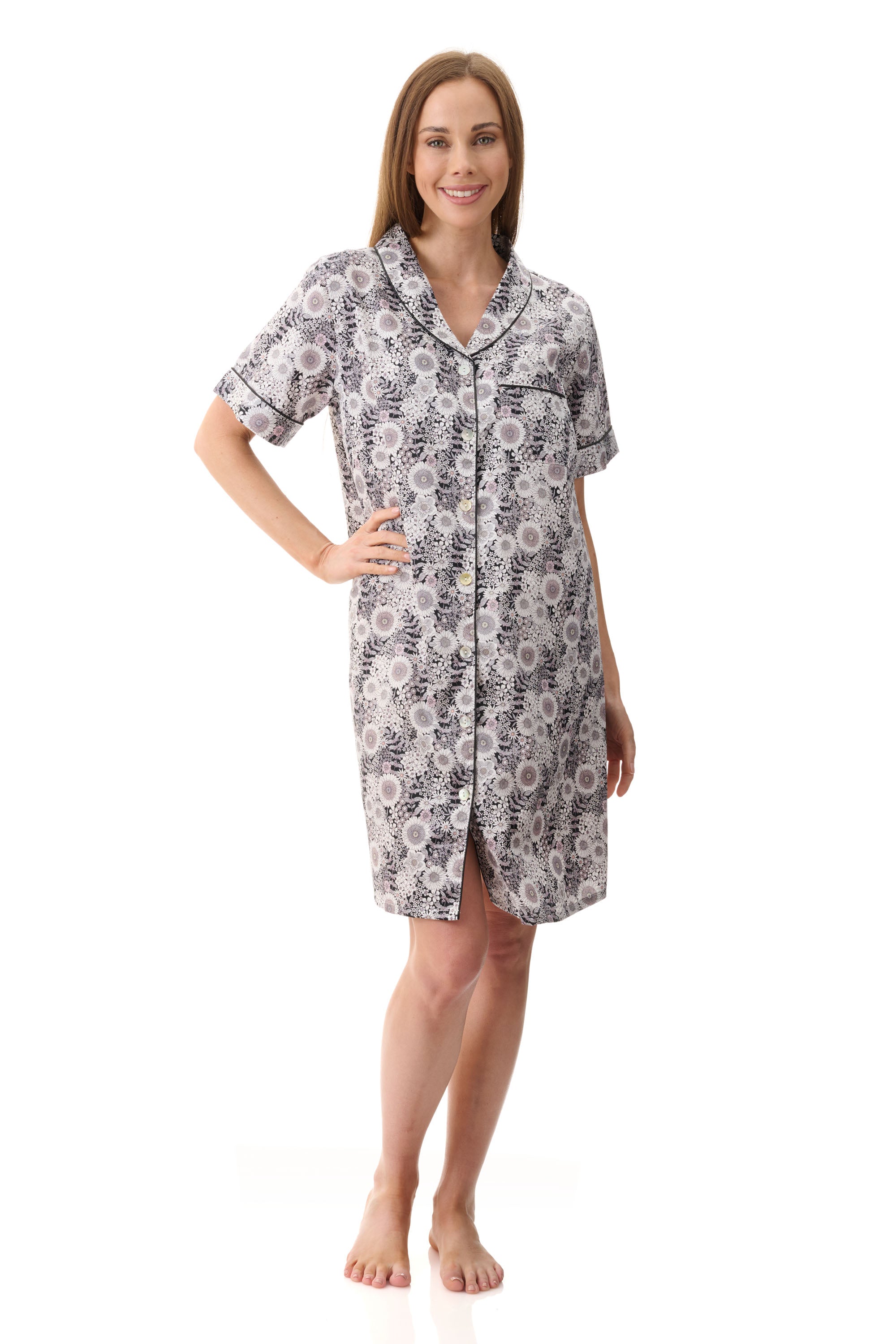 Givoni Quill Cotton Short Sleepshirt -Black