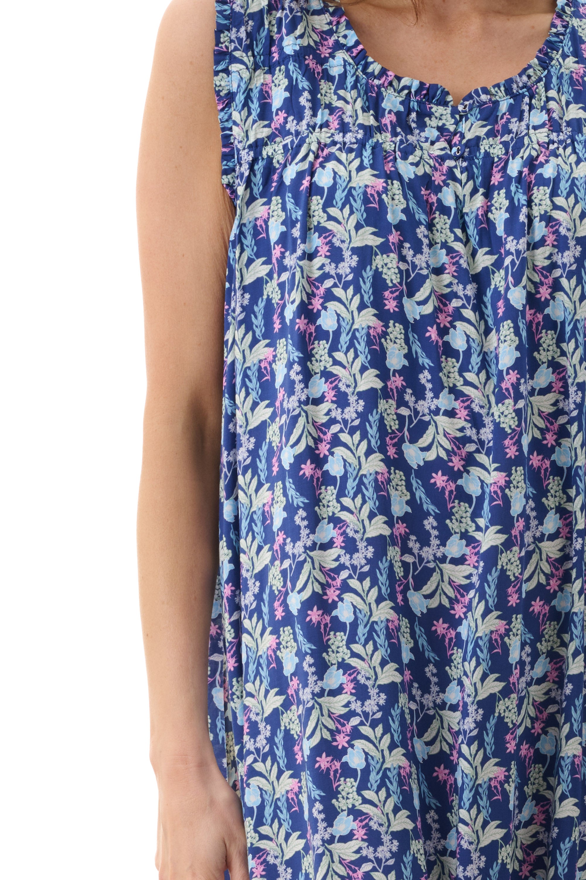 Givoni Maria Sleeveless Viscose Short Nightie -Navy(S Only)