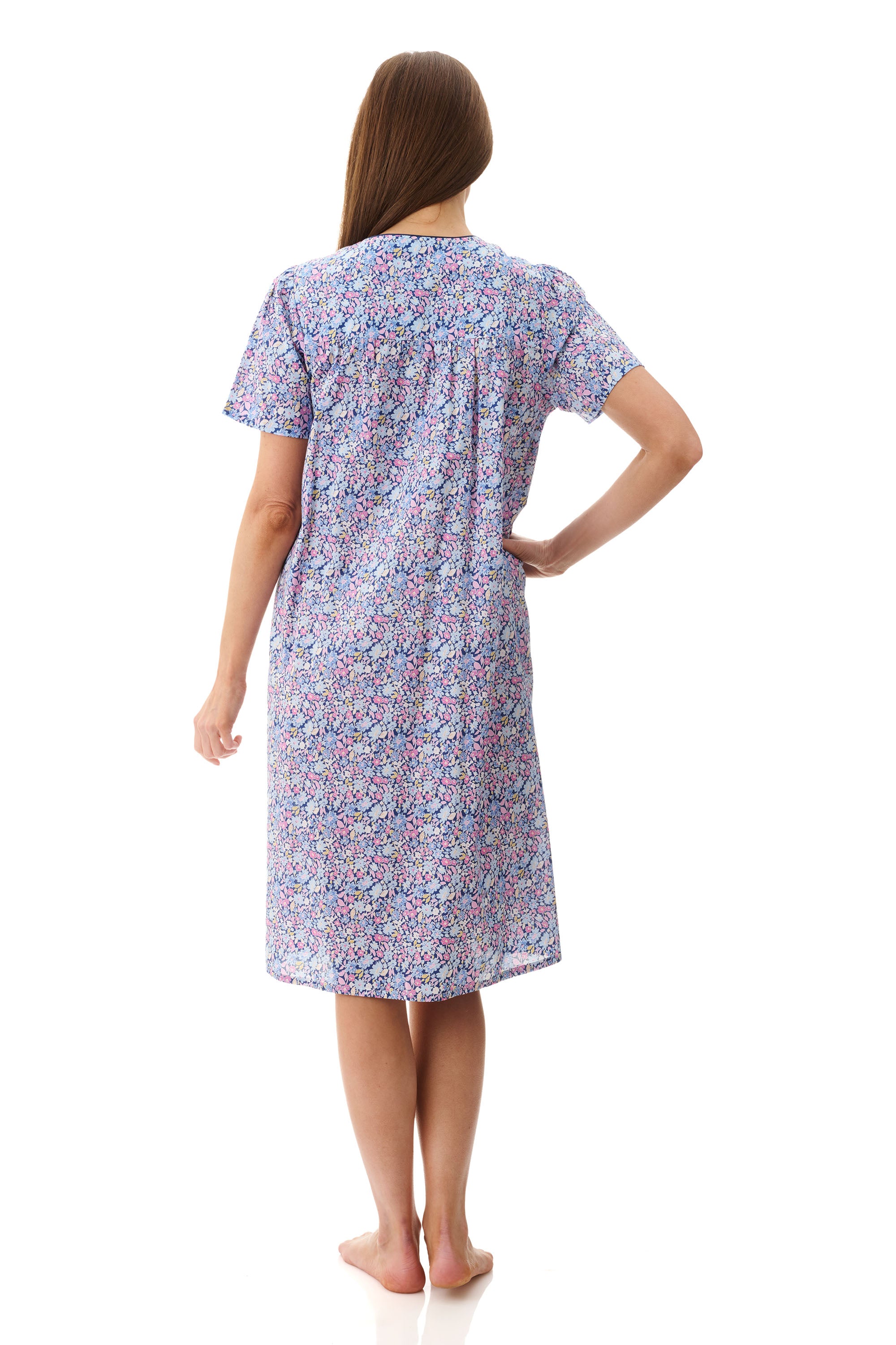 Givoni Daisy Short Sleeve Cotton Short Nightie -Navy(L & XL)