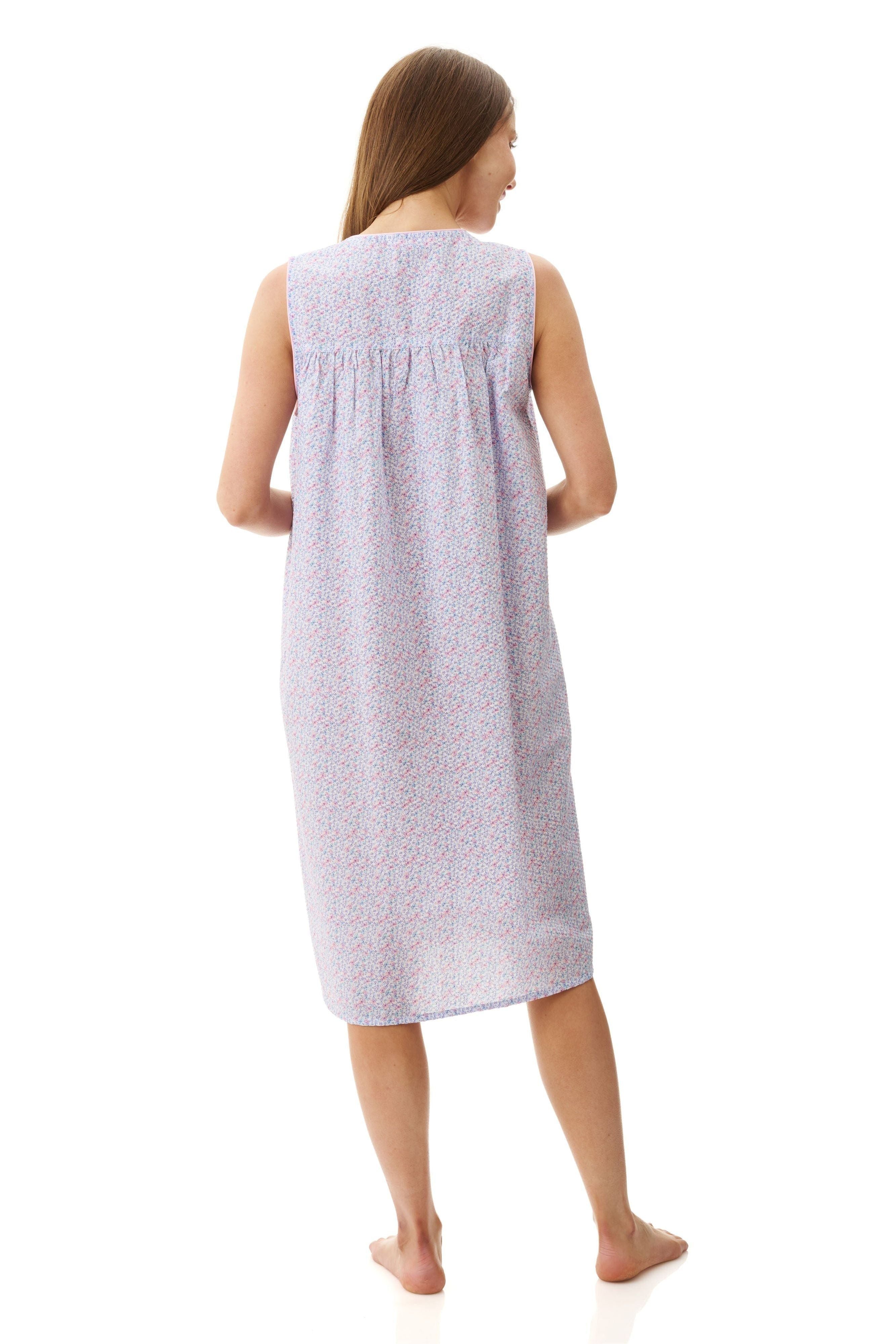 Givoni Grace Sleeveless Seersucker Short Nightie -Pink(M & L)