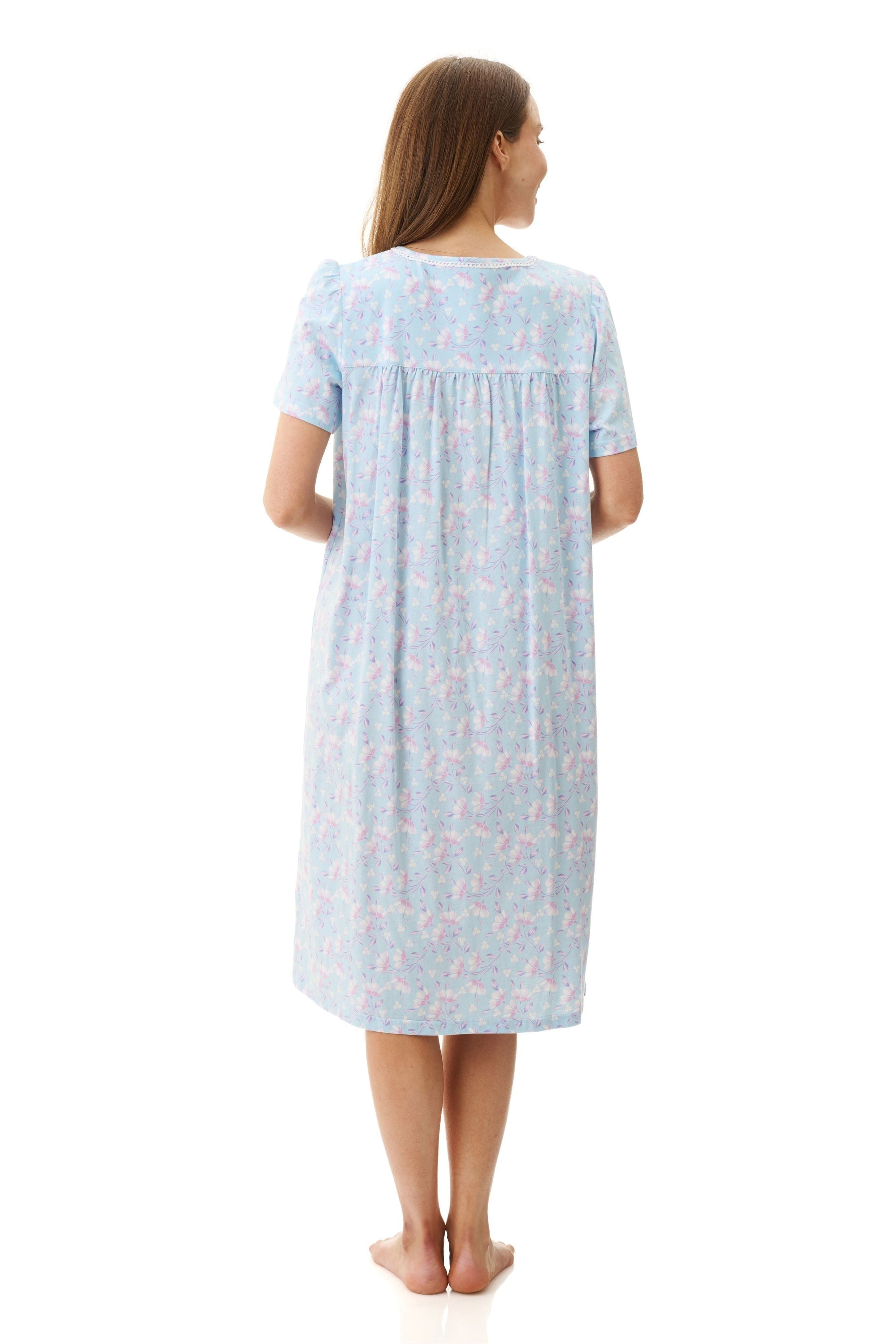 Givoni Val Cotton Knit Short Sleeve Short Nightie -Aqua(S/M/XL)