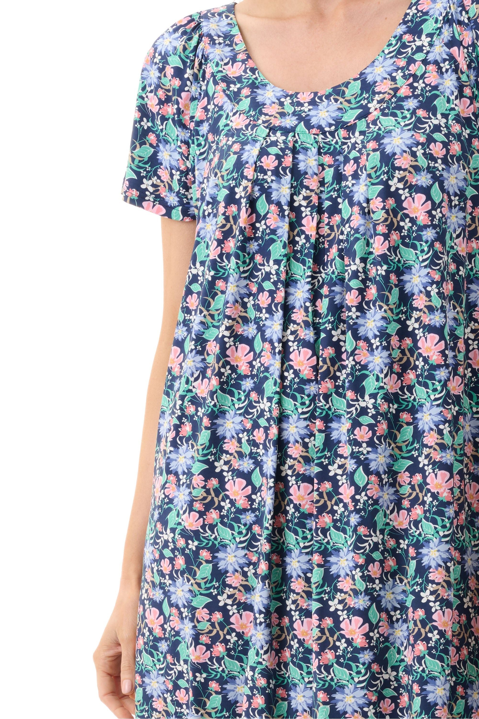 Givoni Tammy Stretch Nylon Short Sleeve Nightie -Navy(M/XL/2X)