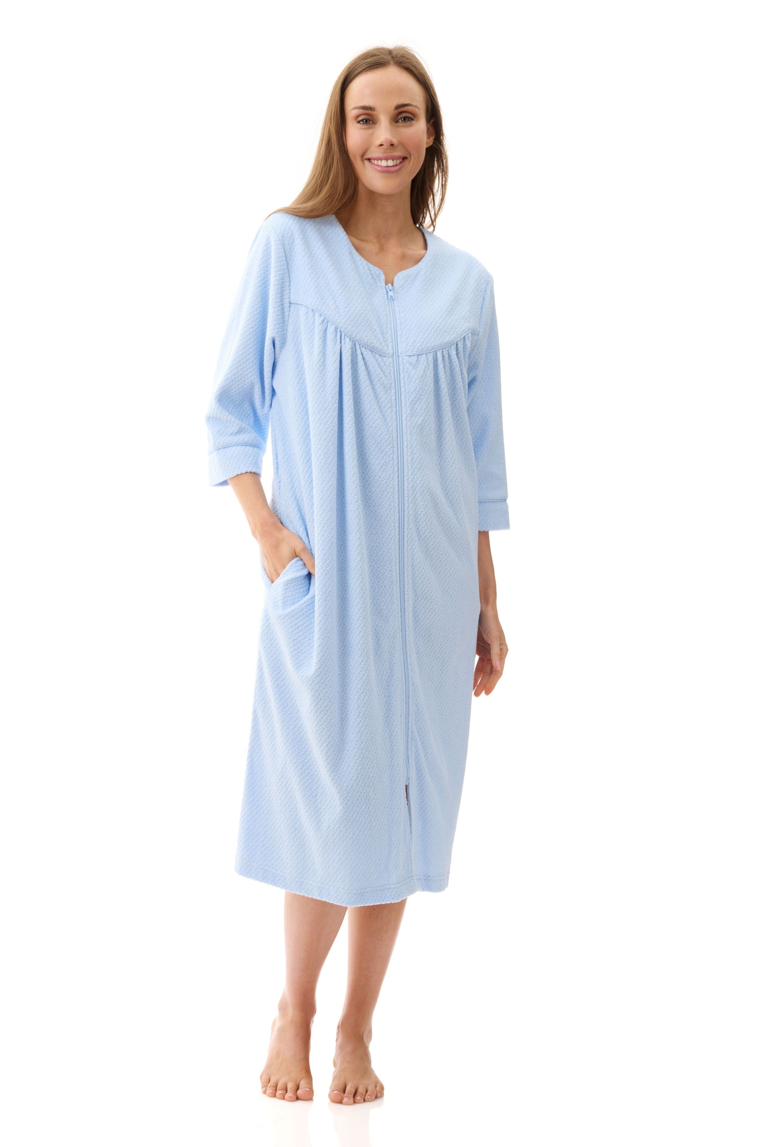Givoni Cotton/Polyester Zip Gown -Sky