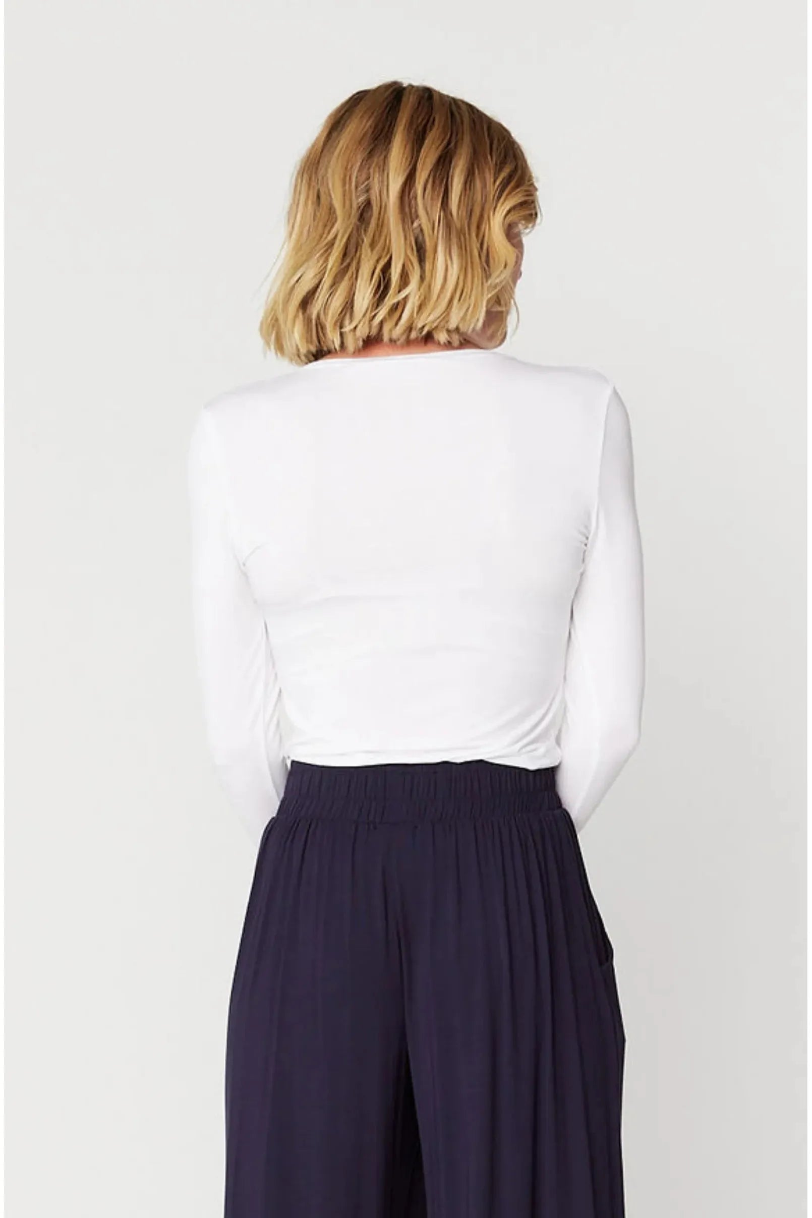 Tani Modal Bodyfit High Neck Top -White