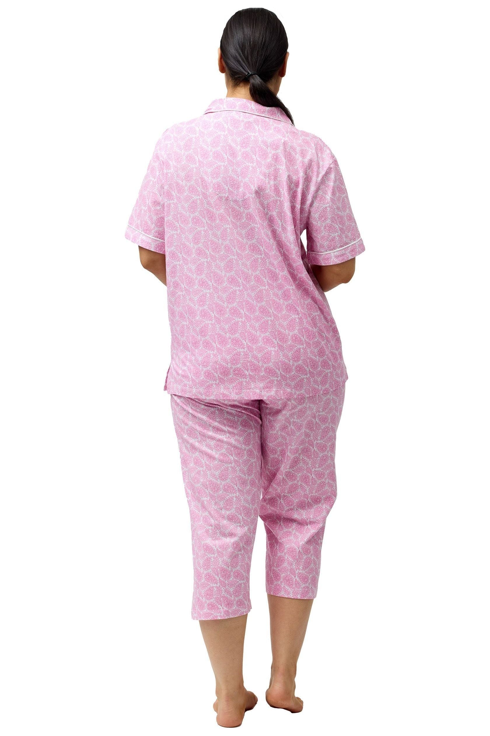 Schrank Paisley Cotton Knit Capri Leg Pyjama -Pink(16 Only)