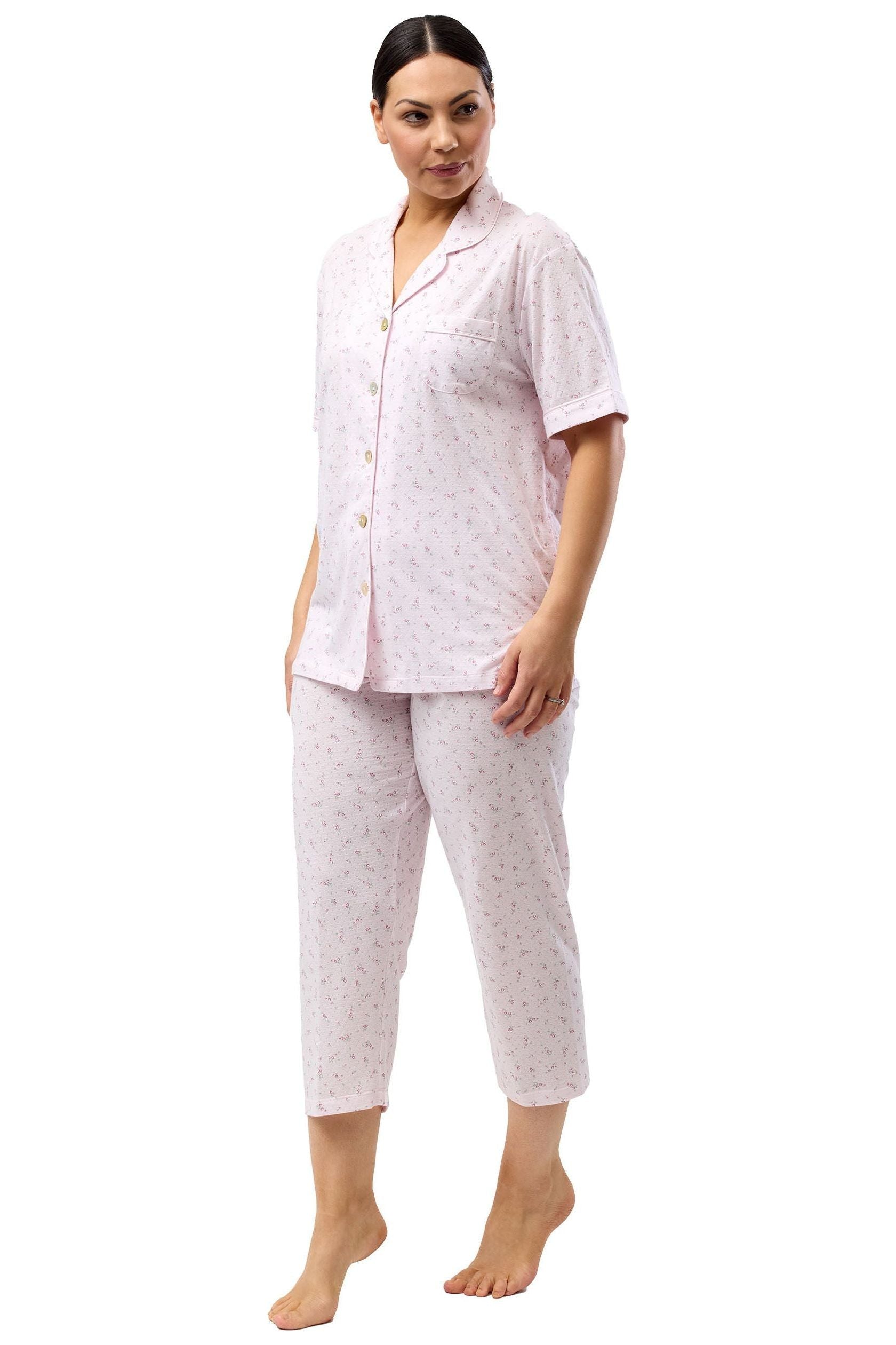 Schrank Tulip Poly/Cotton Knit Capri Leg Pyjama -Pink(12 Only)