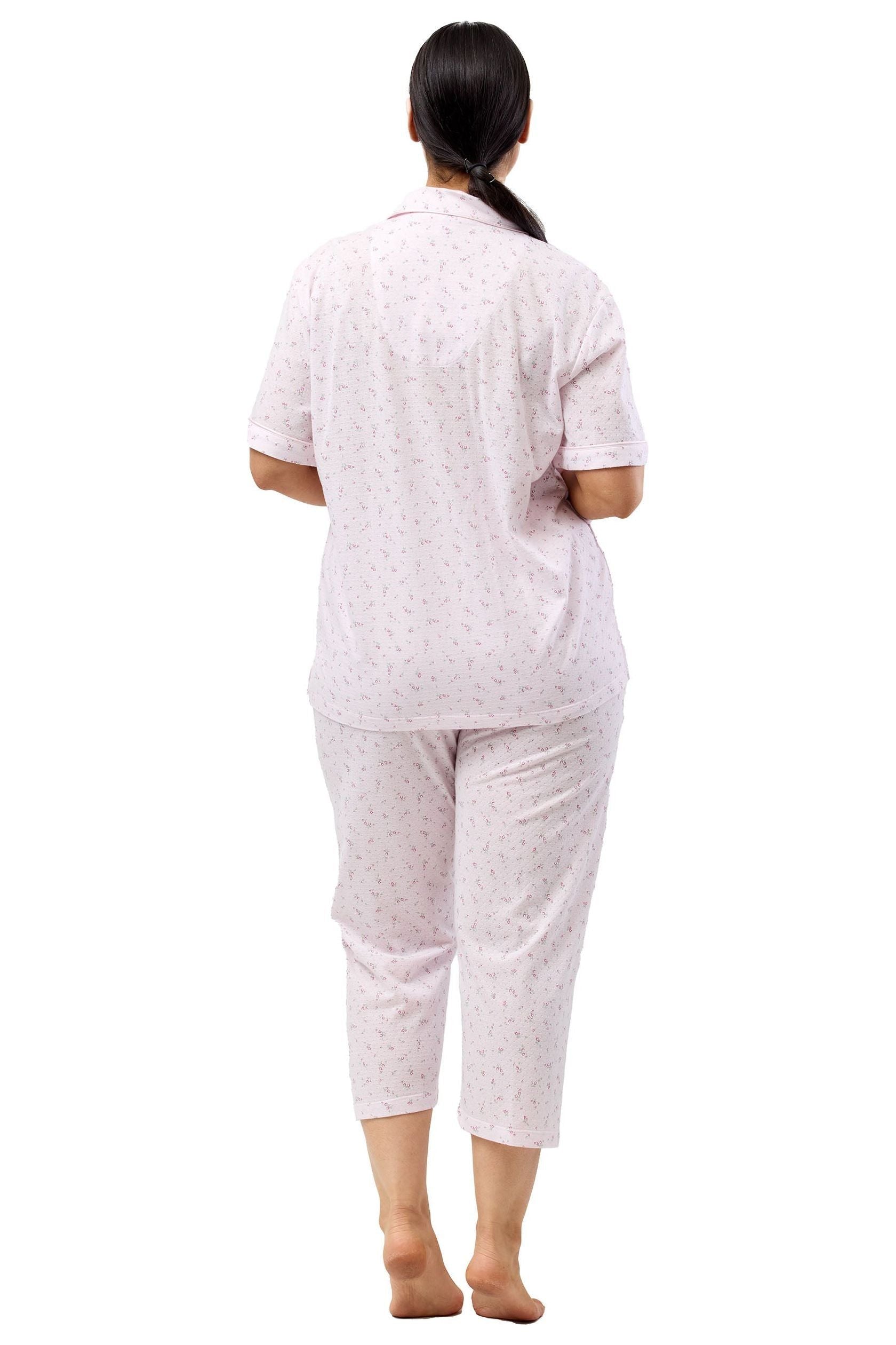 Schrank Tulip Poly/Cotton Knit Capri Leg Pyjama -Pink(12 Only)