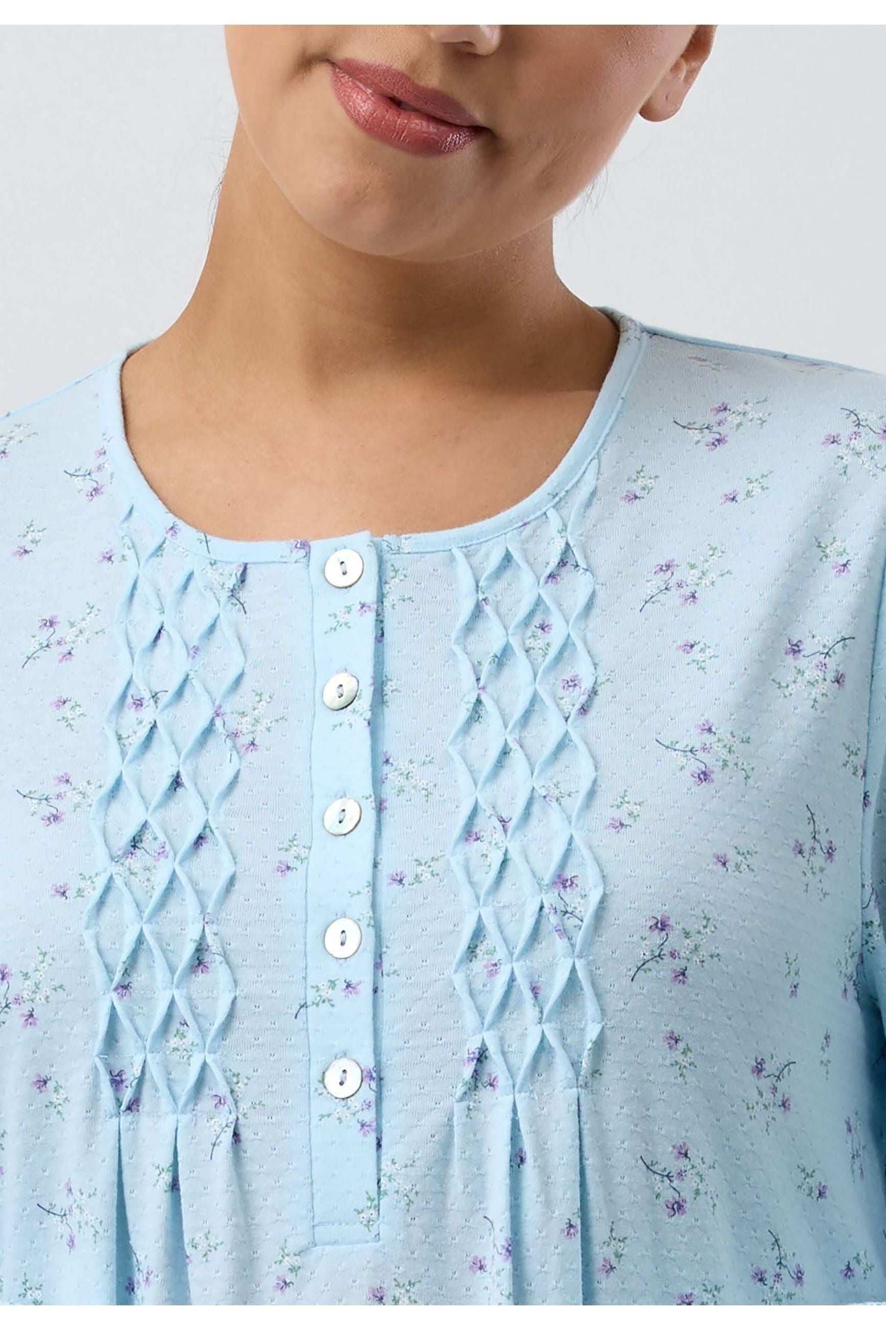 Schrank Sweet Pea Poly/Cotton Knit Mid Nightie -Aqua(26 Only)