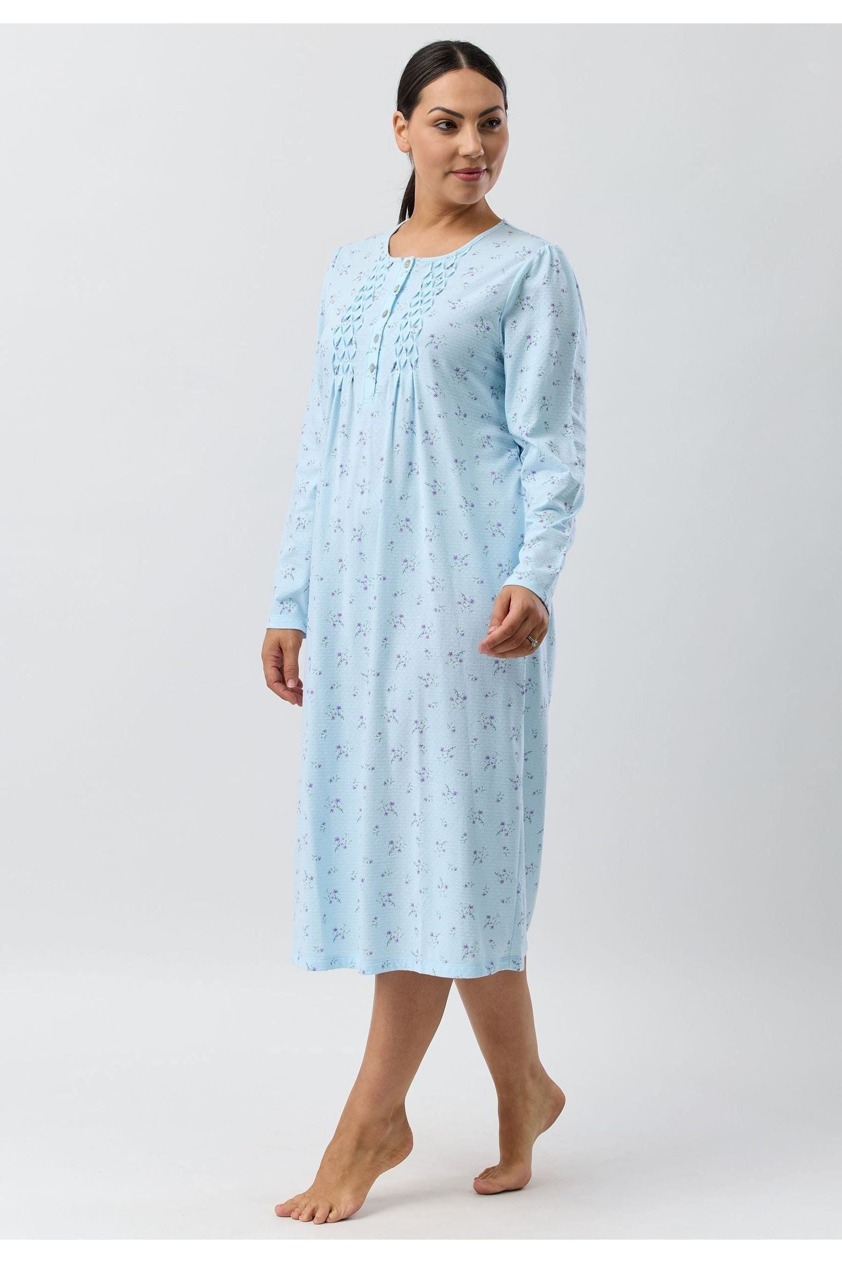Schrank Sweet Pea Poly/Cotton Knit Mid Nightie -Aqua(26 Only)