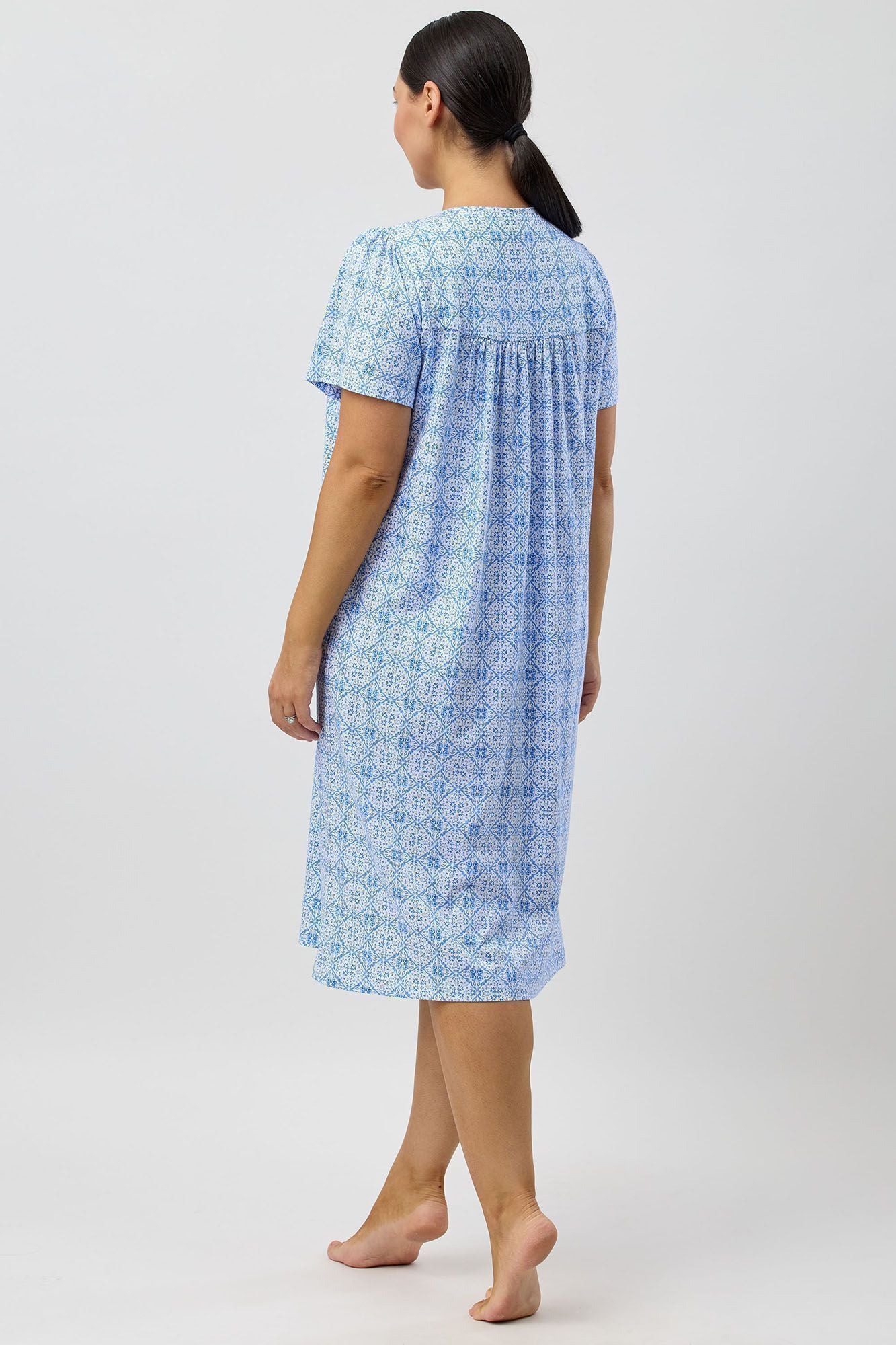 Schrank Baroque Cotton Knit Short Sleeve Nightie -Indigo