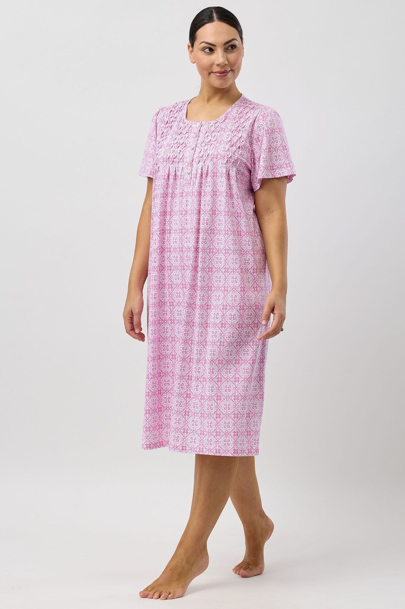 Schrank Baroque Cotton Knit Short Sleeve Nightie -Rose