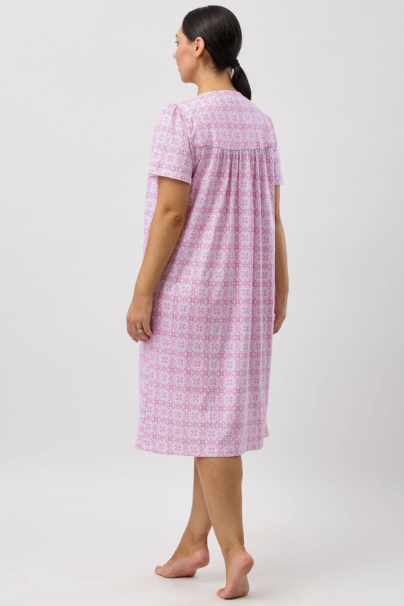 Schrank Baroque Cotton Knit Short Sleeve Nightie -Rose