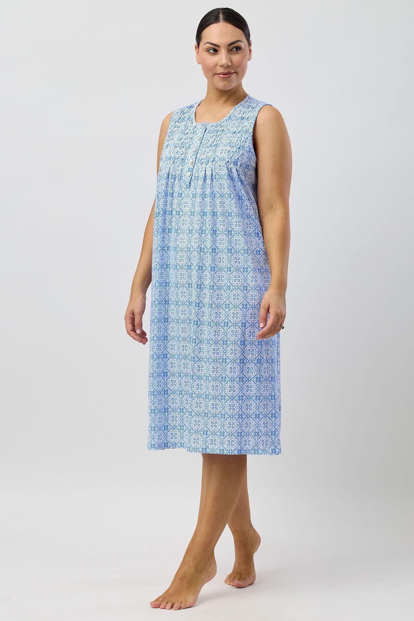 Schrank Baroque Cotton Knit Sleeveless Nightie -Indigo