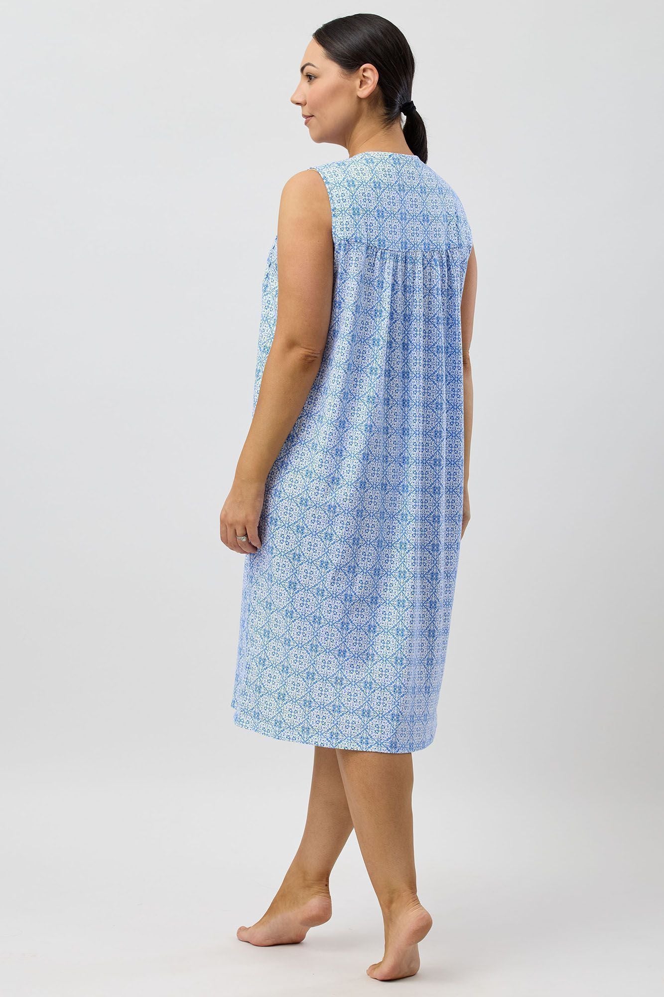 Schrank Baroque Cotton Knit Sleeveless Nightie -Indigo