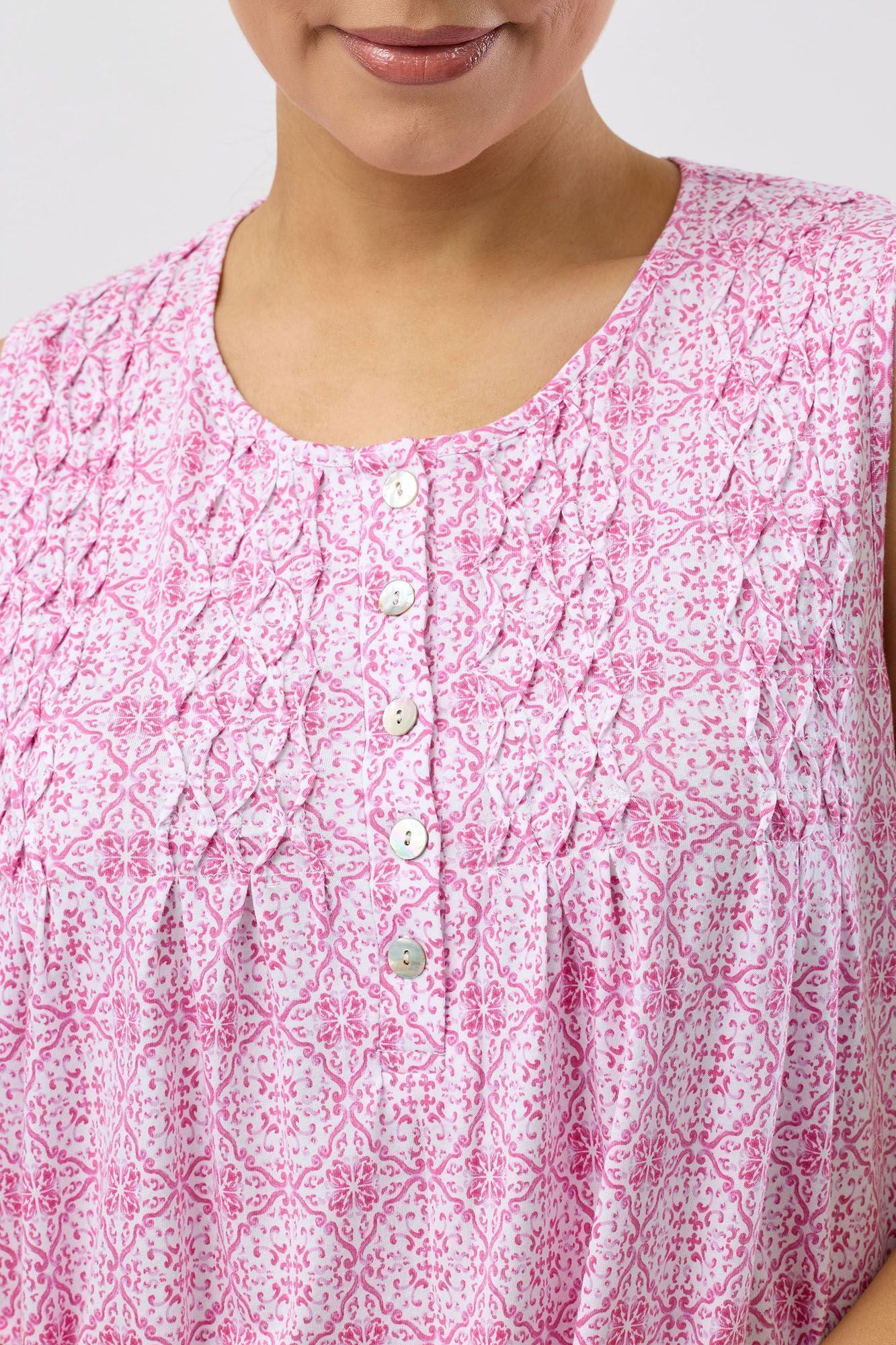 Schrank Baroque Cotton Knit Sleeveless Nightie -Rose