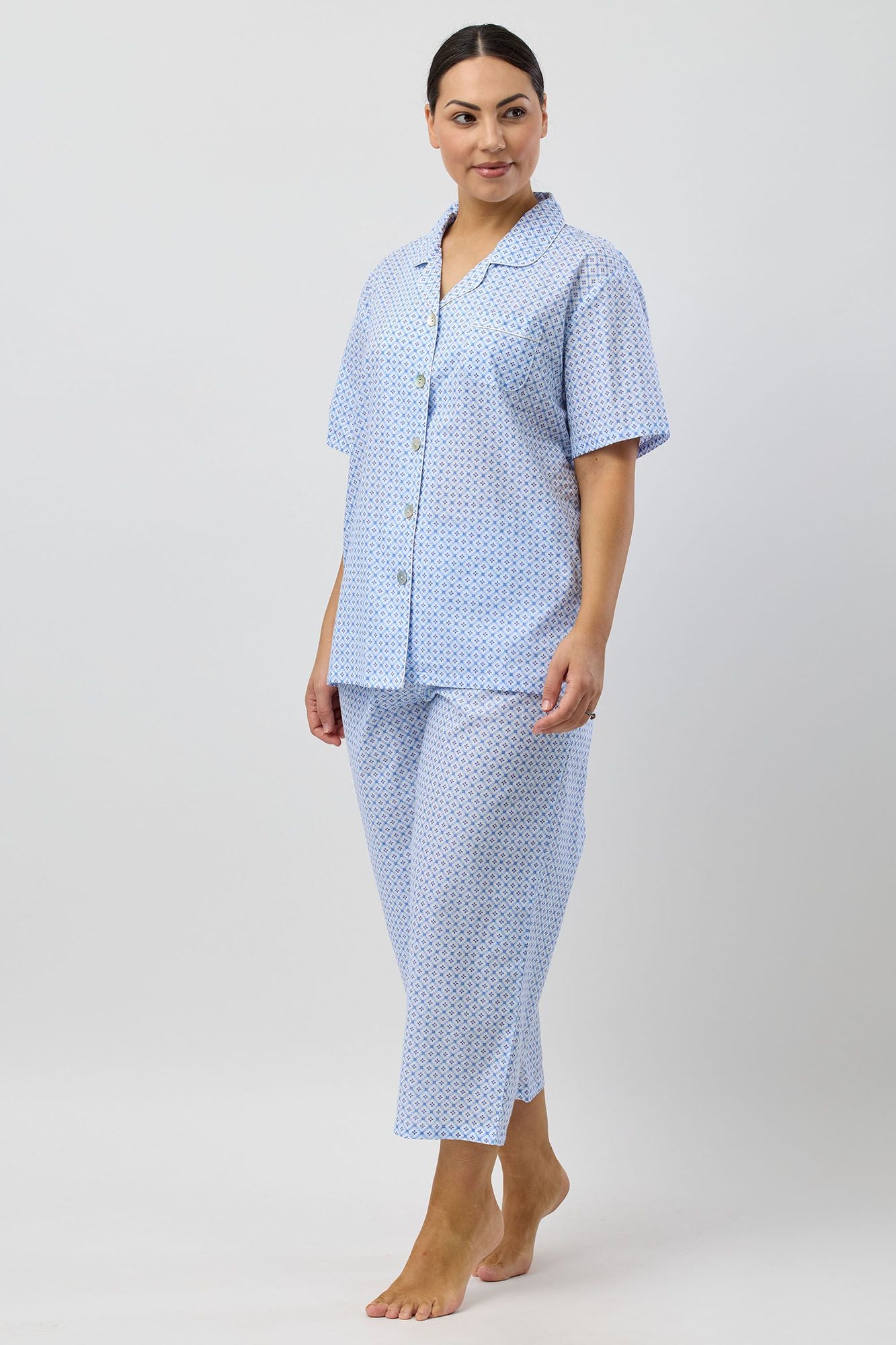 Schrank Geo 7/8th Leg Cotton Pyjama -Blue