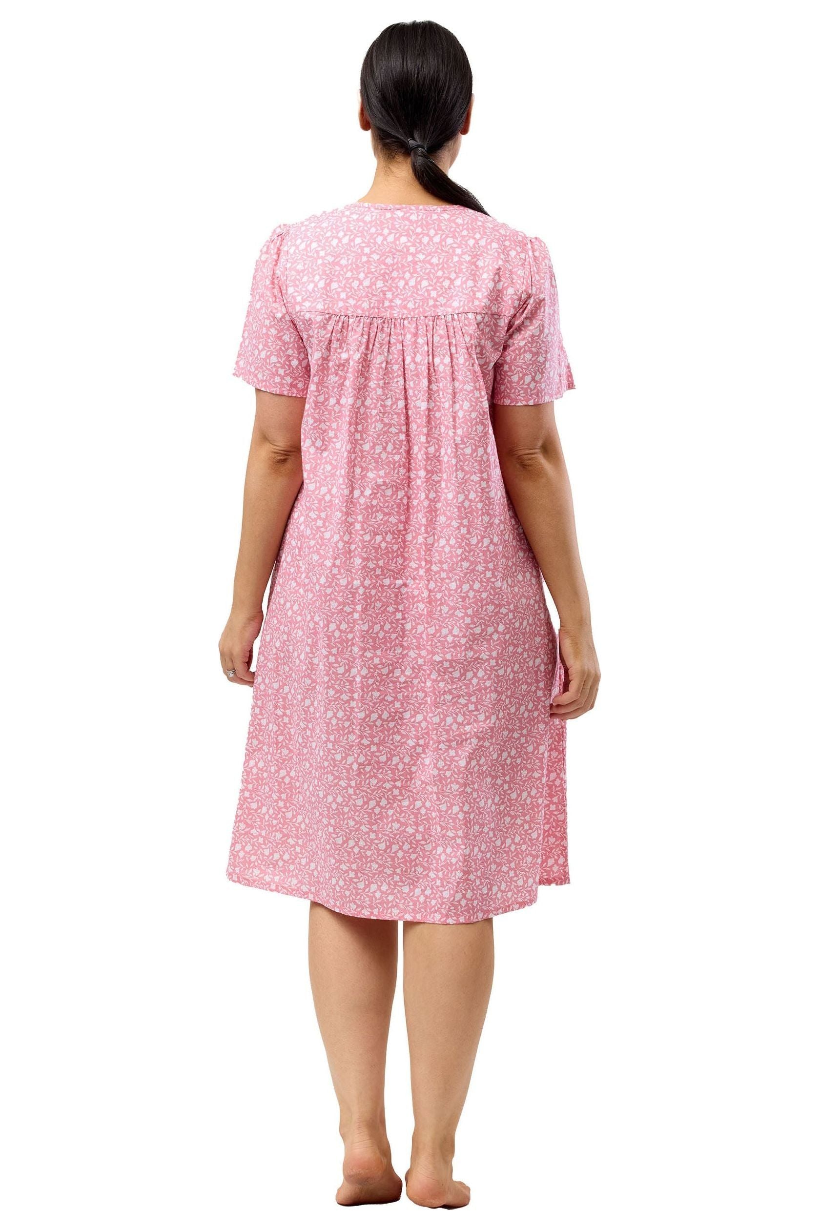 Schrank Leaf Cotton Short Sleeve Nightie -Coral(10 Only)