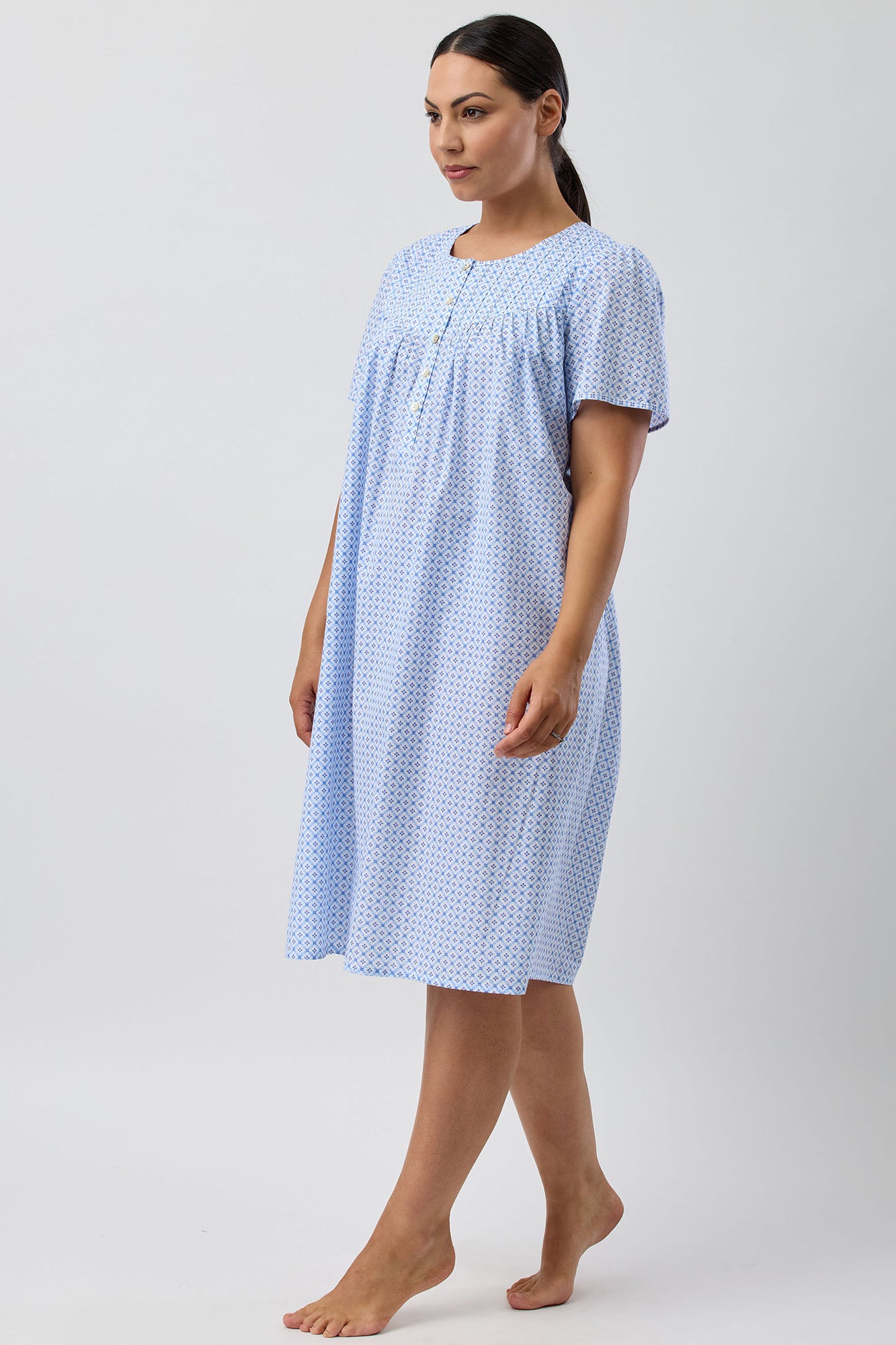 Schrank Geo Cotton Short Nightie -Blue