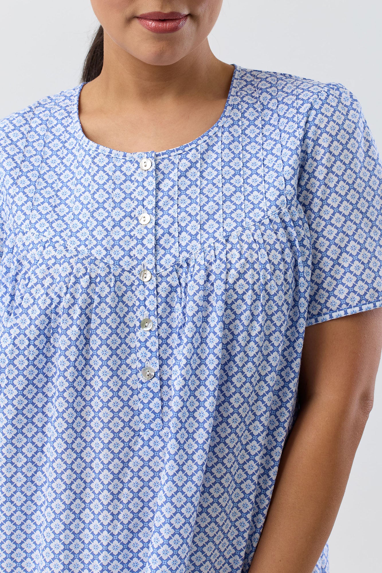 Schrank Geo Cotton Short Nightie -Denim