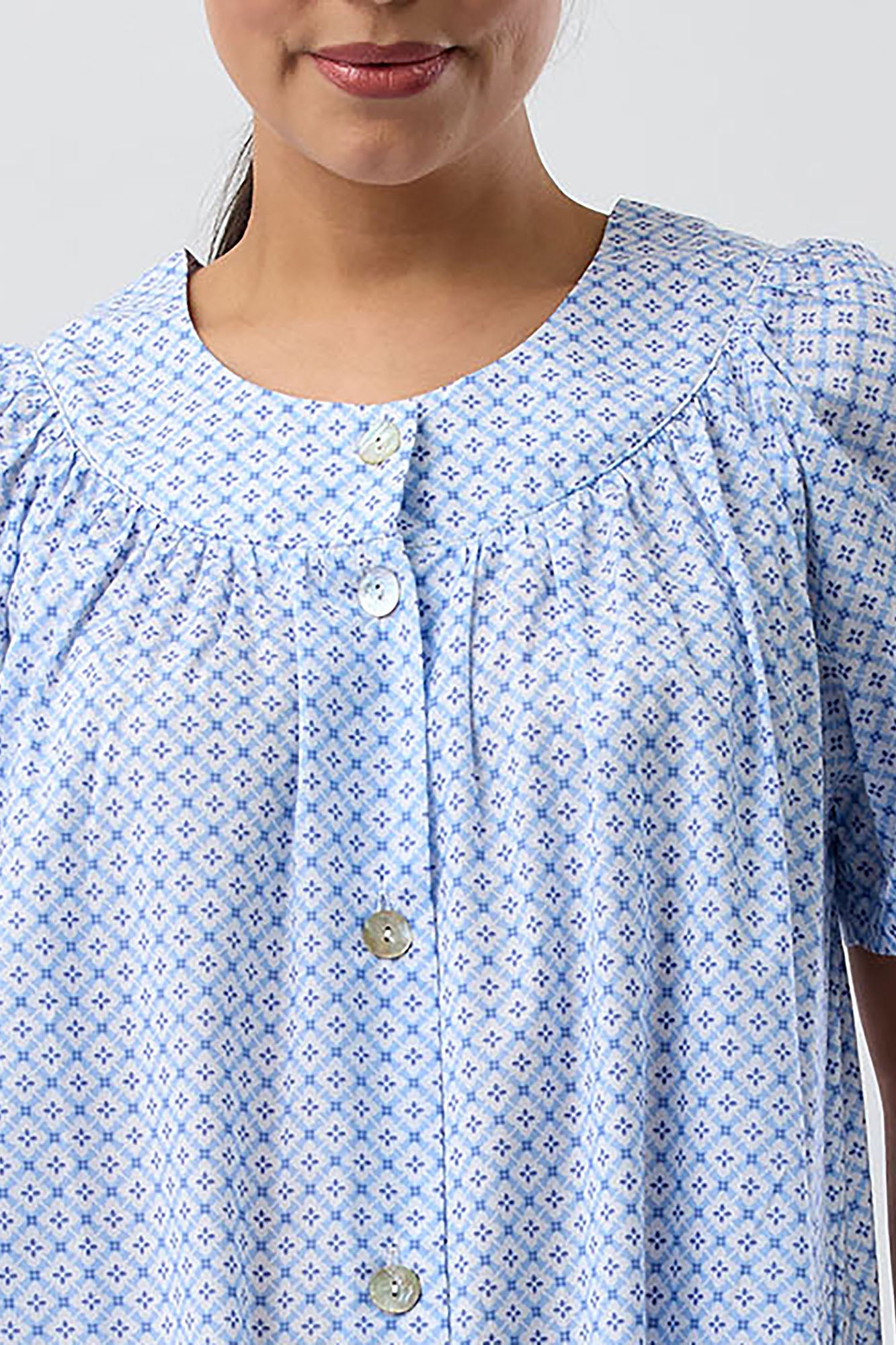 Schrank Geo Woven Cotton Brunchcoat -Blue(16/18/22)