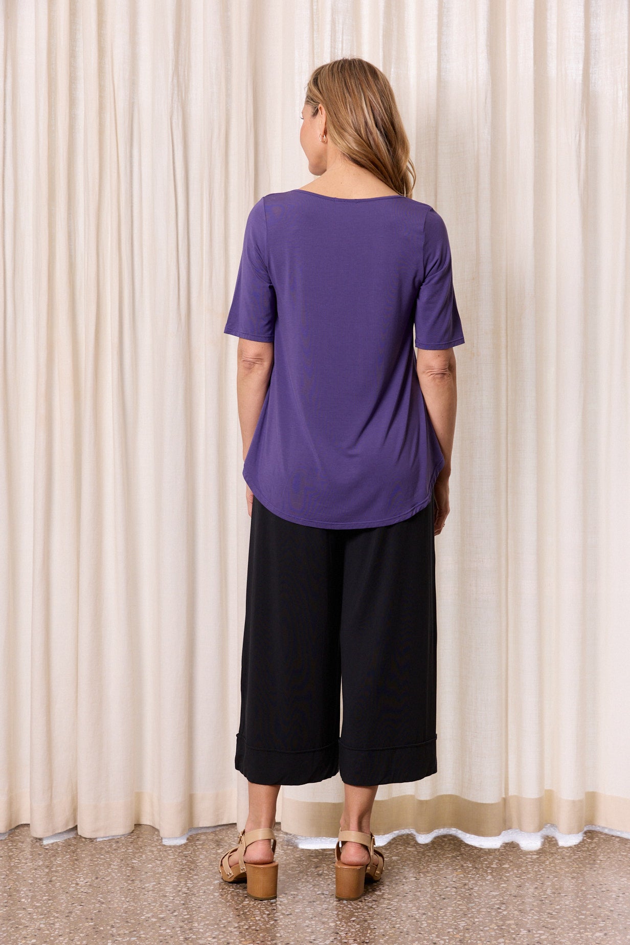 Tani Modal Swingfit Elbow Tee -Purple