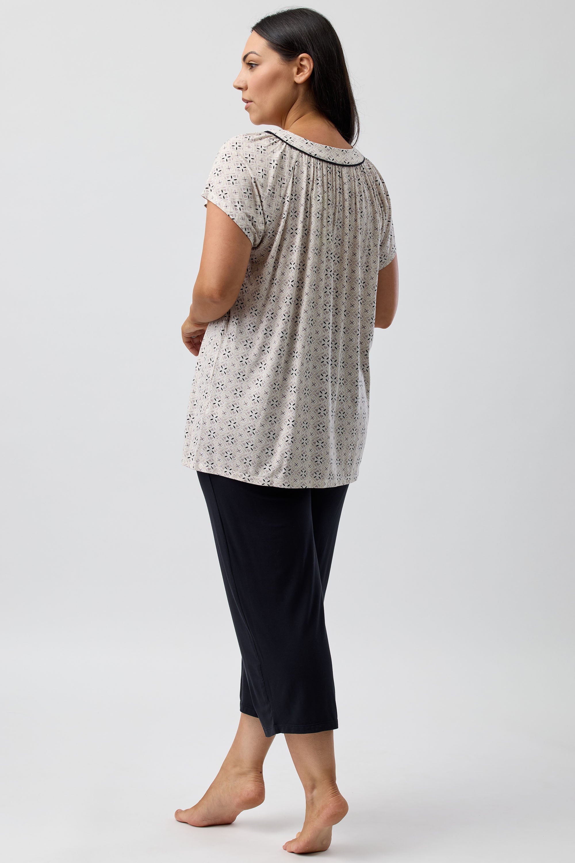 Yuu Kenya Viscose Knit Capri Leg Pyjama -Sandstone(M/L/XL)