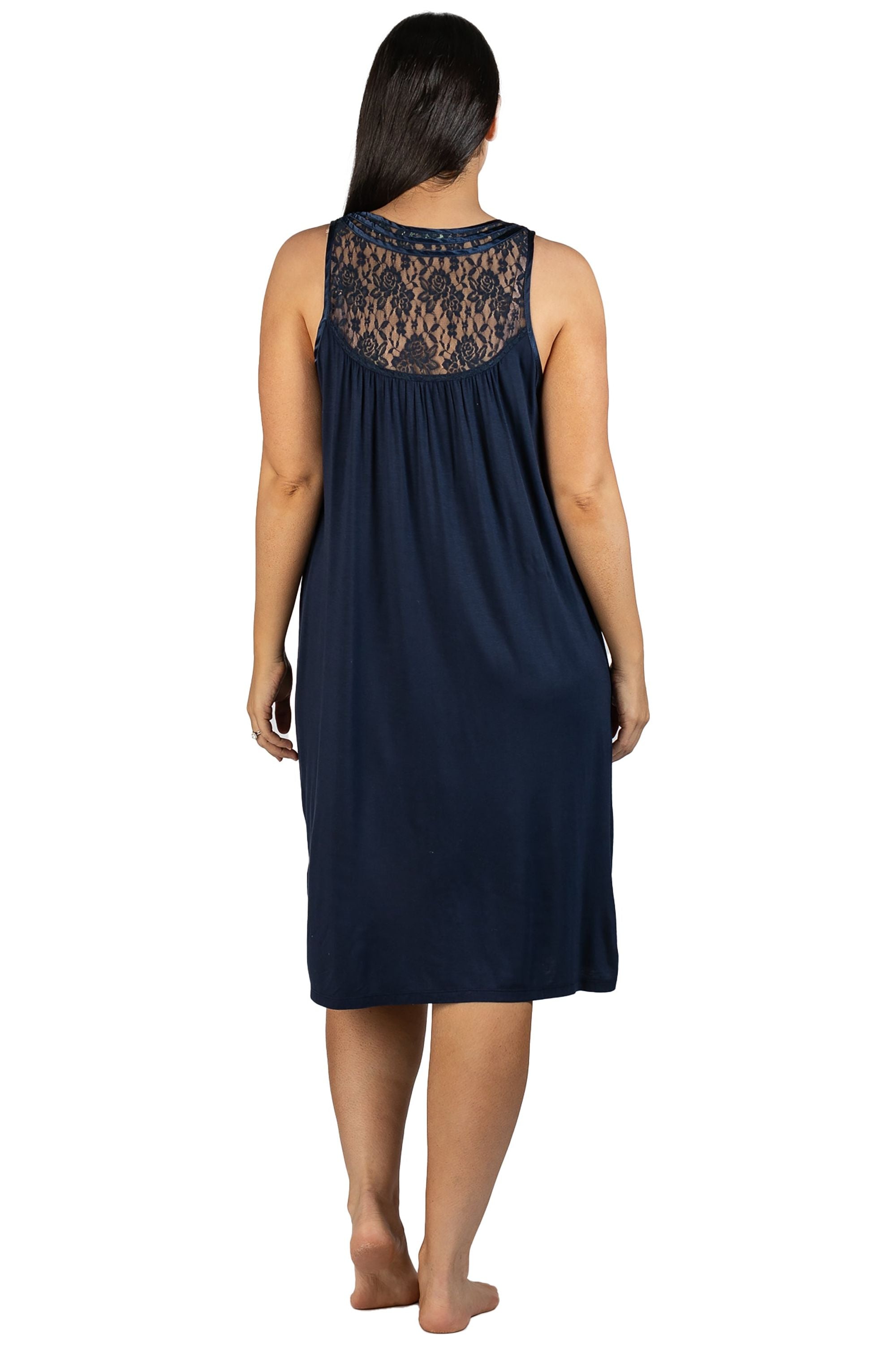 Yuu Viscose Knit Lace Chemise -Navy(S/M/L/XL)