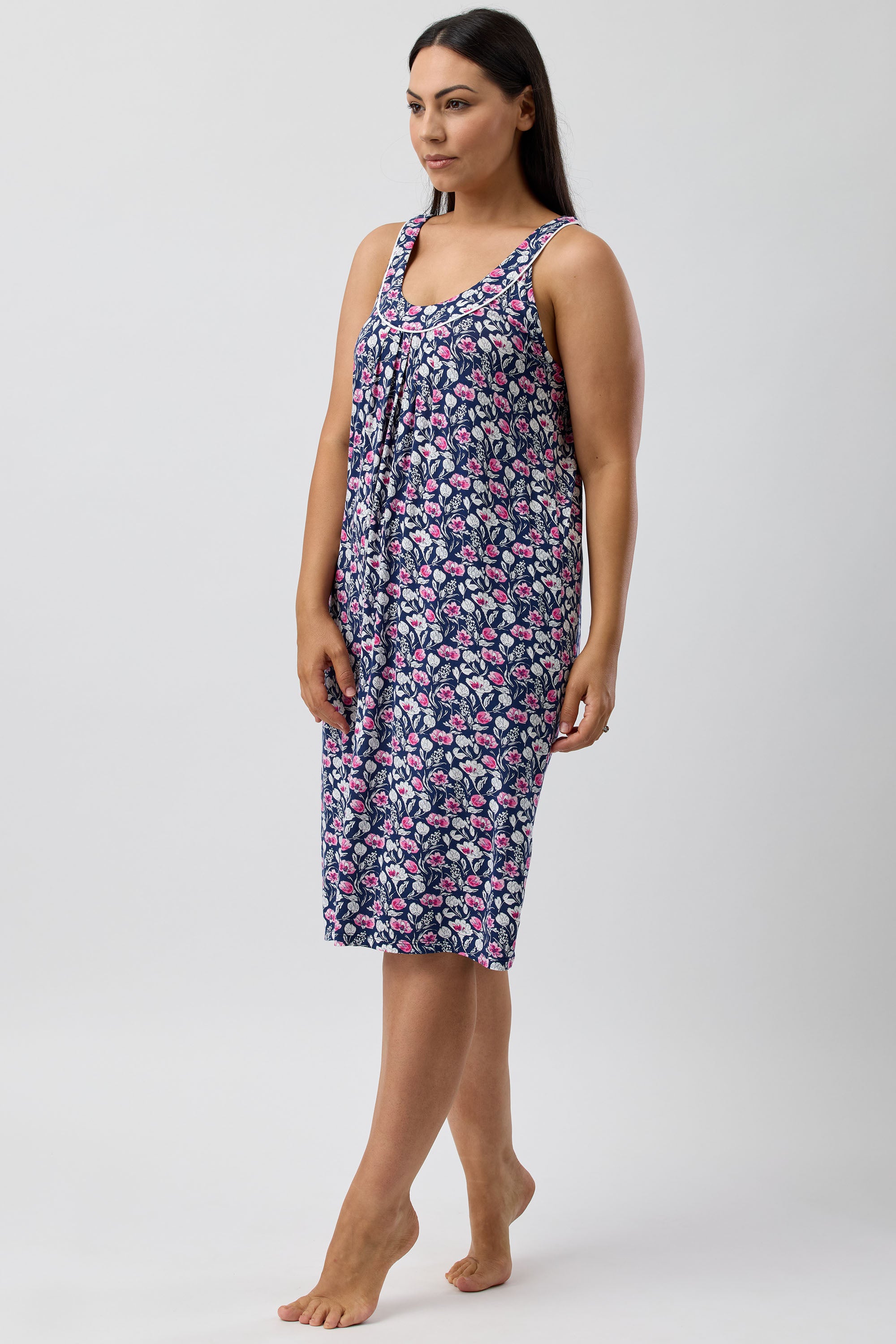 Yuu Camillia Viscose Knit Short Nightie -Navy(2X Only)