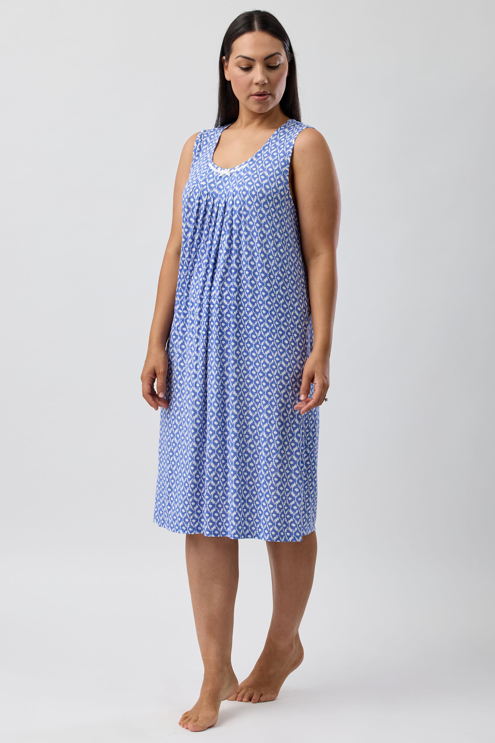 Yuu Aztec Viscose Knit Short Nightie -Denim(M & XL)