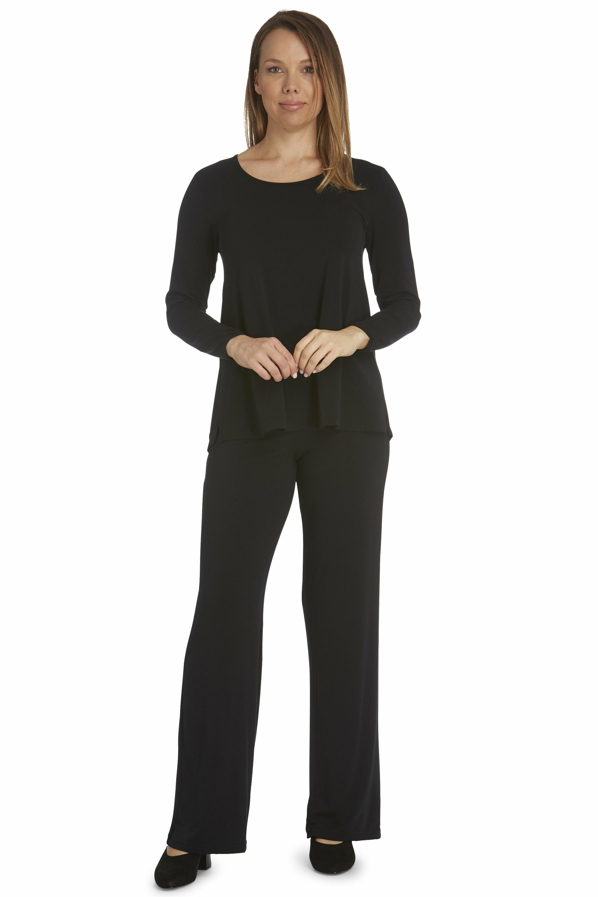 Tani Long Sleeve Modal Swing Top -Black
