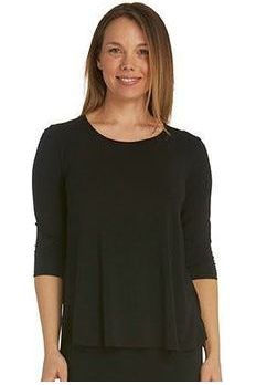Tani 3/4 Sleeve Modal Swingfit Top -Black