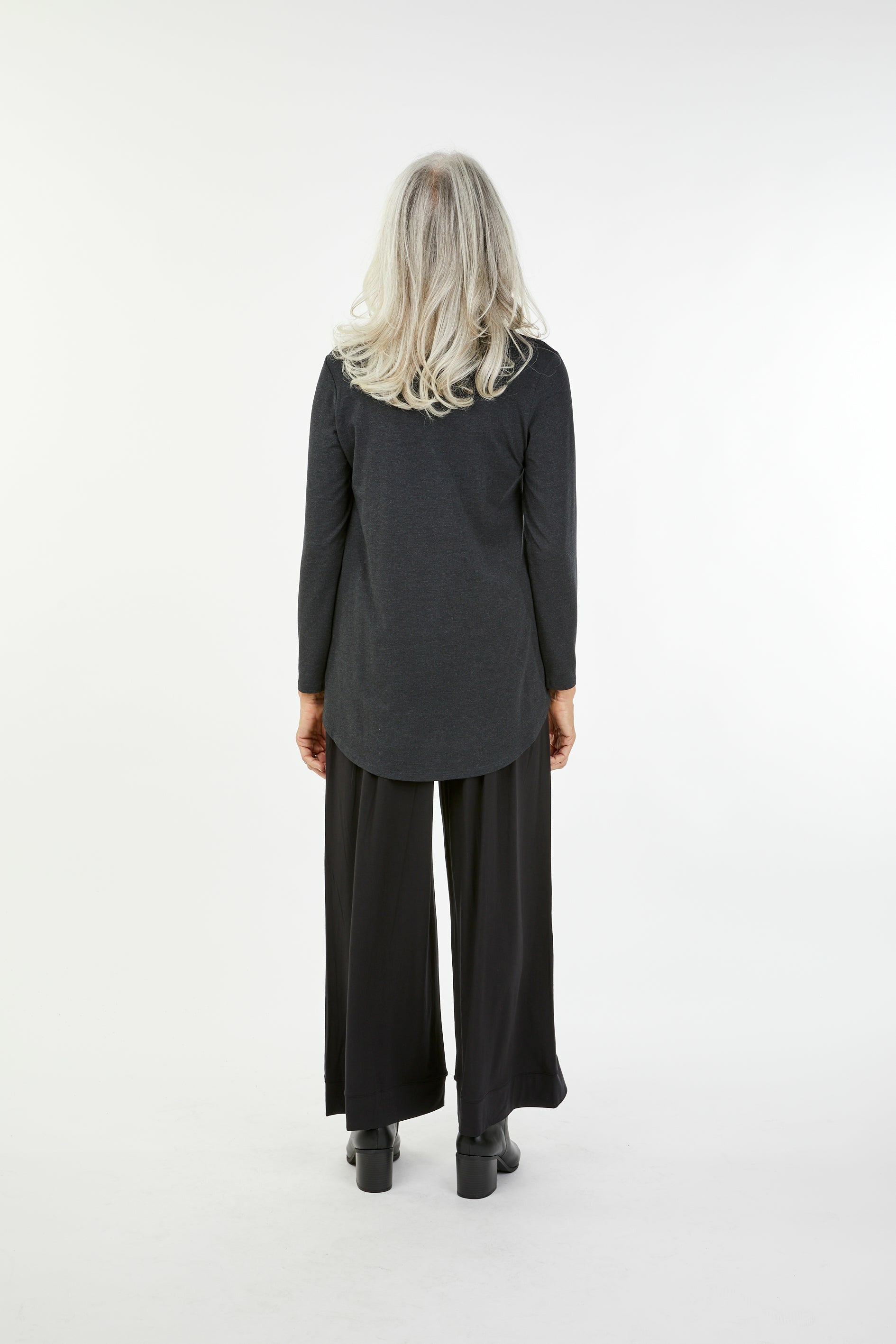 Tani Cara Long Sleeve Modal Swing Top -Graphite Marle (10 Only)