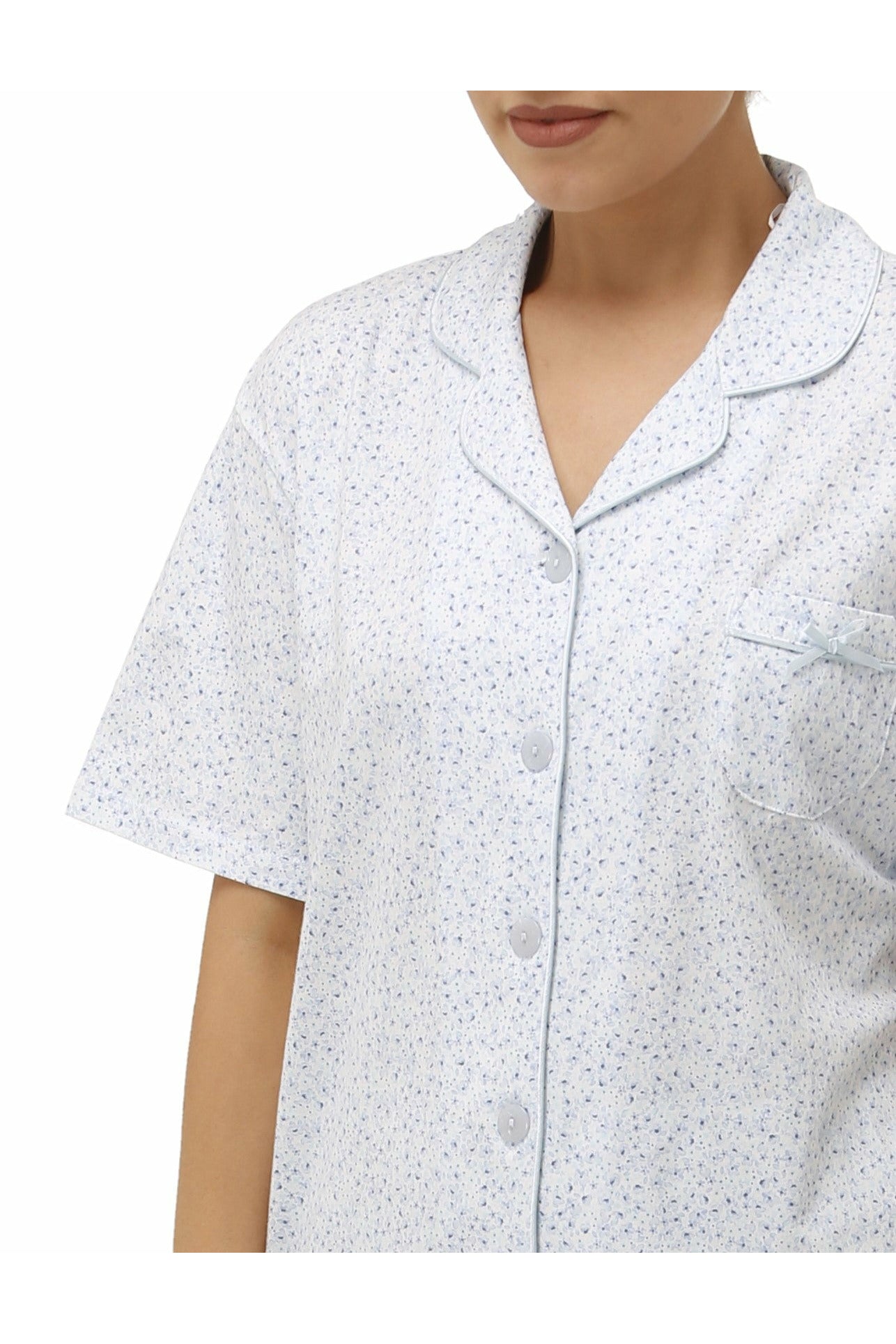 Schrank Ditsy Poly/Cotton Capri Pyjama -Blue(22 & 24)