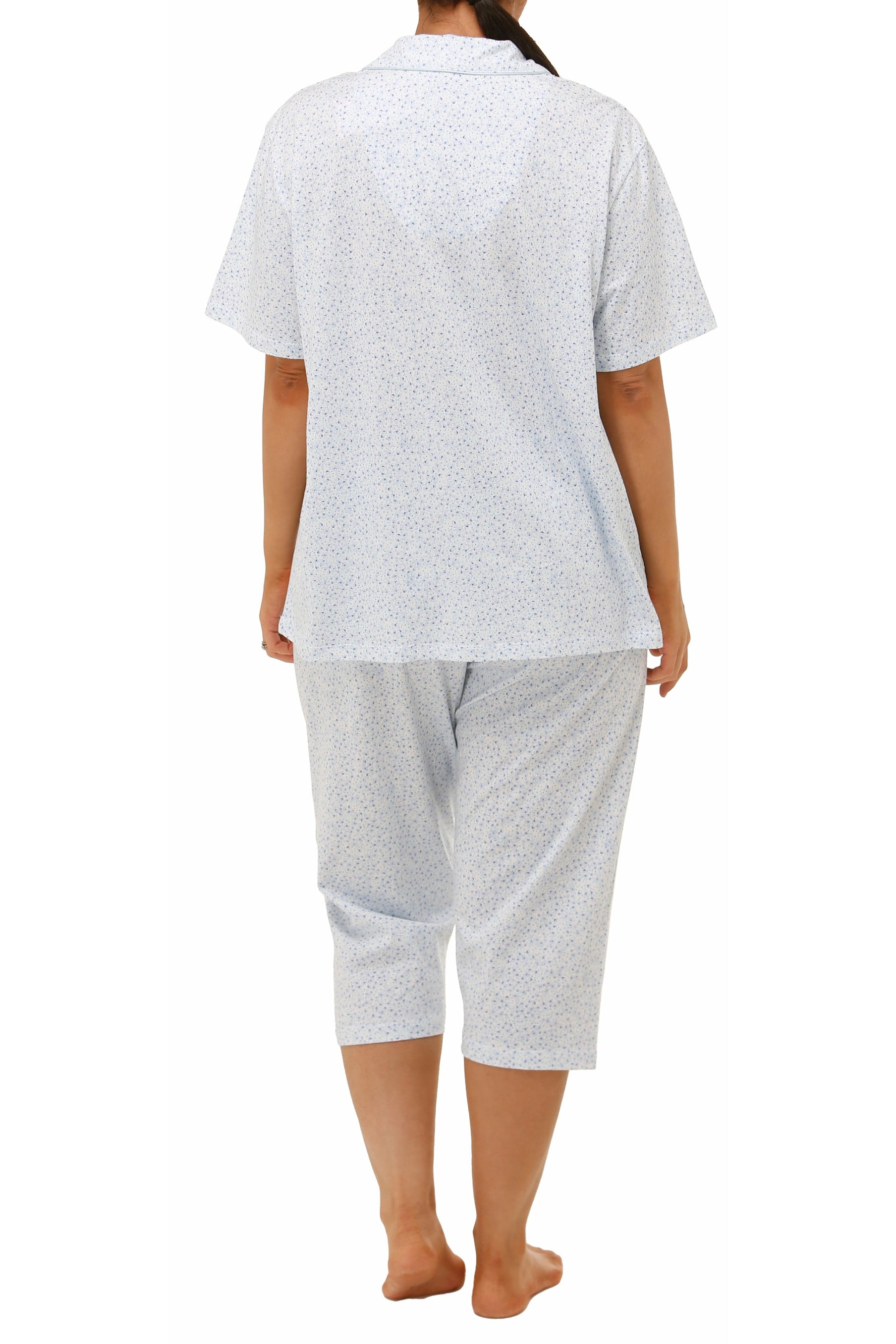 Schrank Ditsy Poly/Cotton Capri Pyjama -Blue(22 & 24)