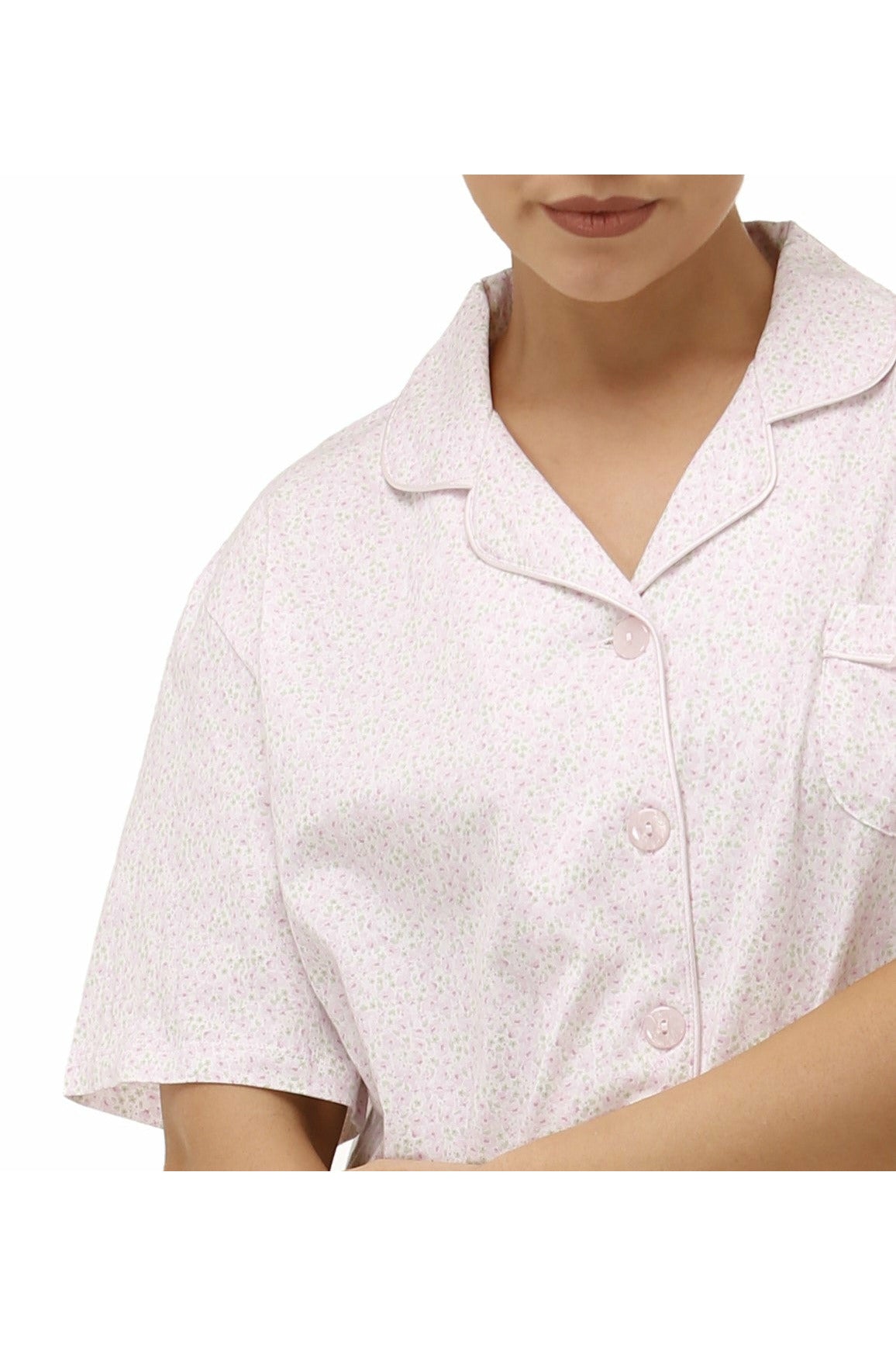 Schrank Ditsy Poly/Cotton Capri Pyjama -Pink(22 & 24)