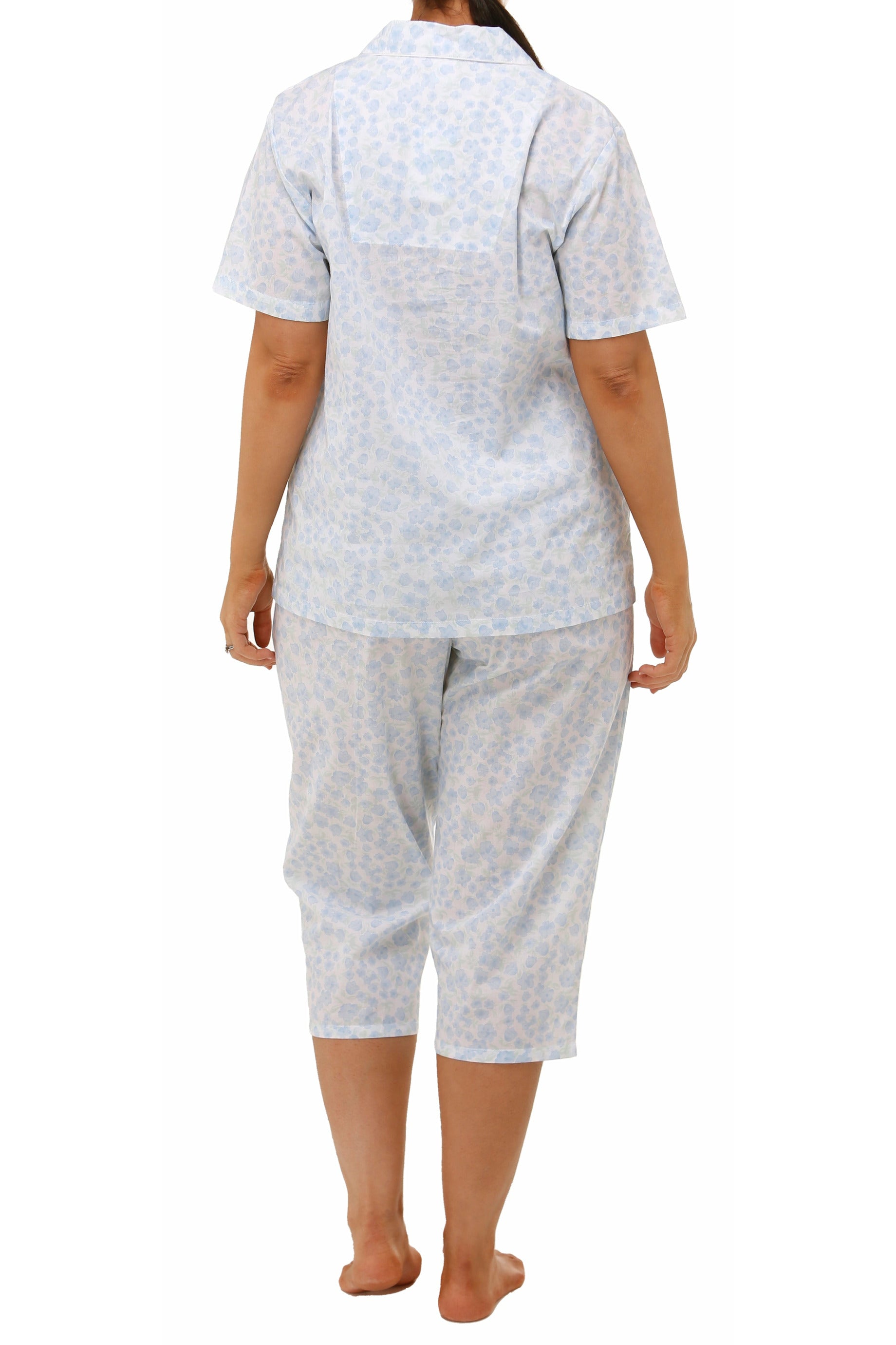 Schrank Fleur Woven Cotton Capri Pyjama -Blue(24 Only)