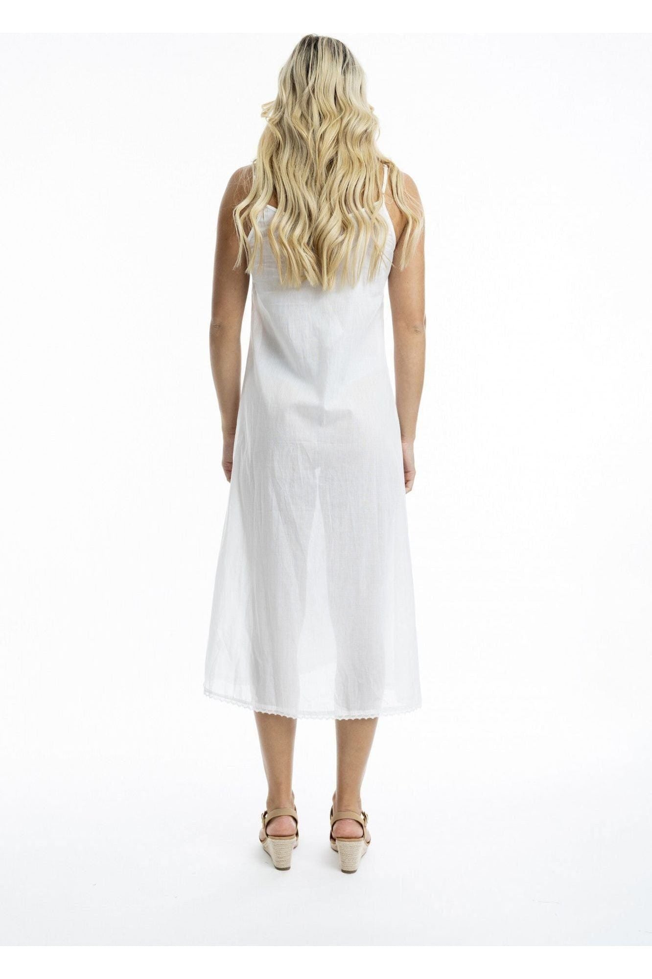 Orientique Cotton Maxi Length Slip -White