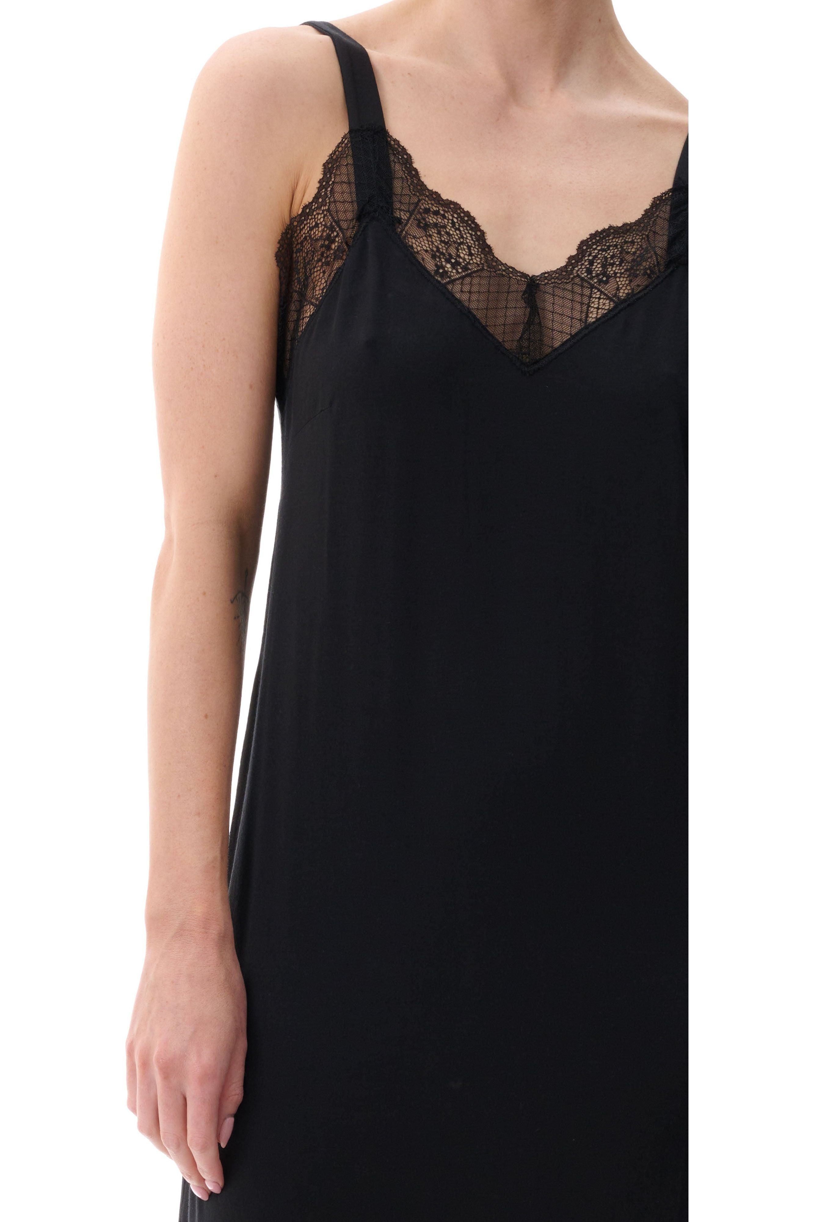 Givoni Modal & Lace Mid Chemise -Black(S Only)