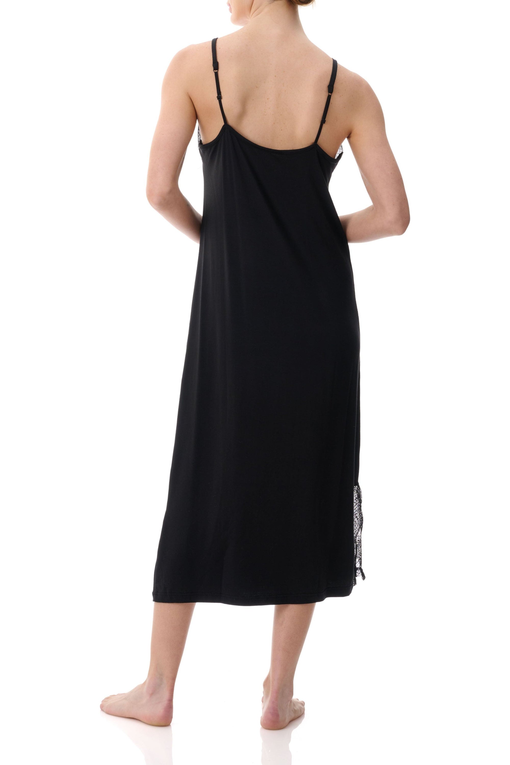 Givoni Modal & Lace Mid Chemise -Black(S Only)