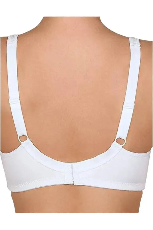 Naturana Wirefree Cotton & Lace Wirefree Bra -White