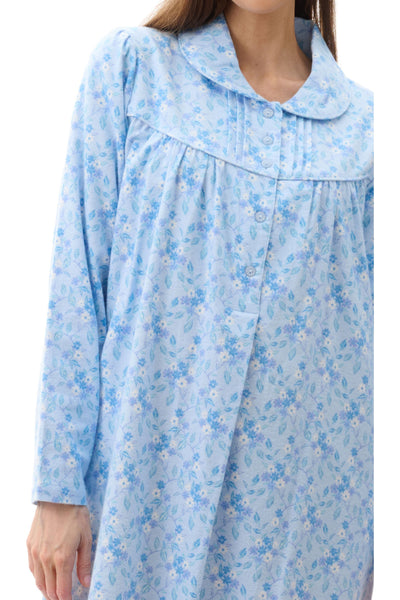 Givoni Aria Flannelette Long Nightie -Blue(L Only)
