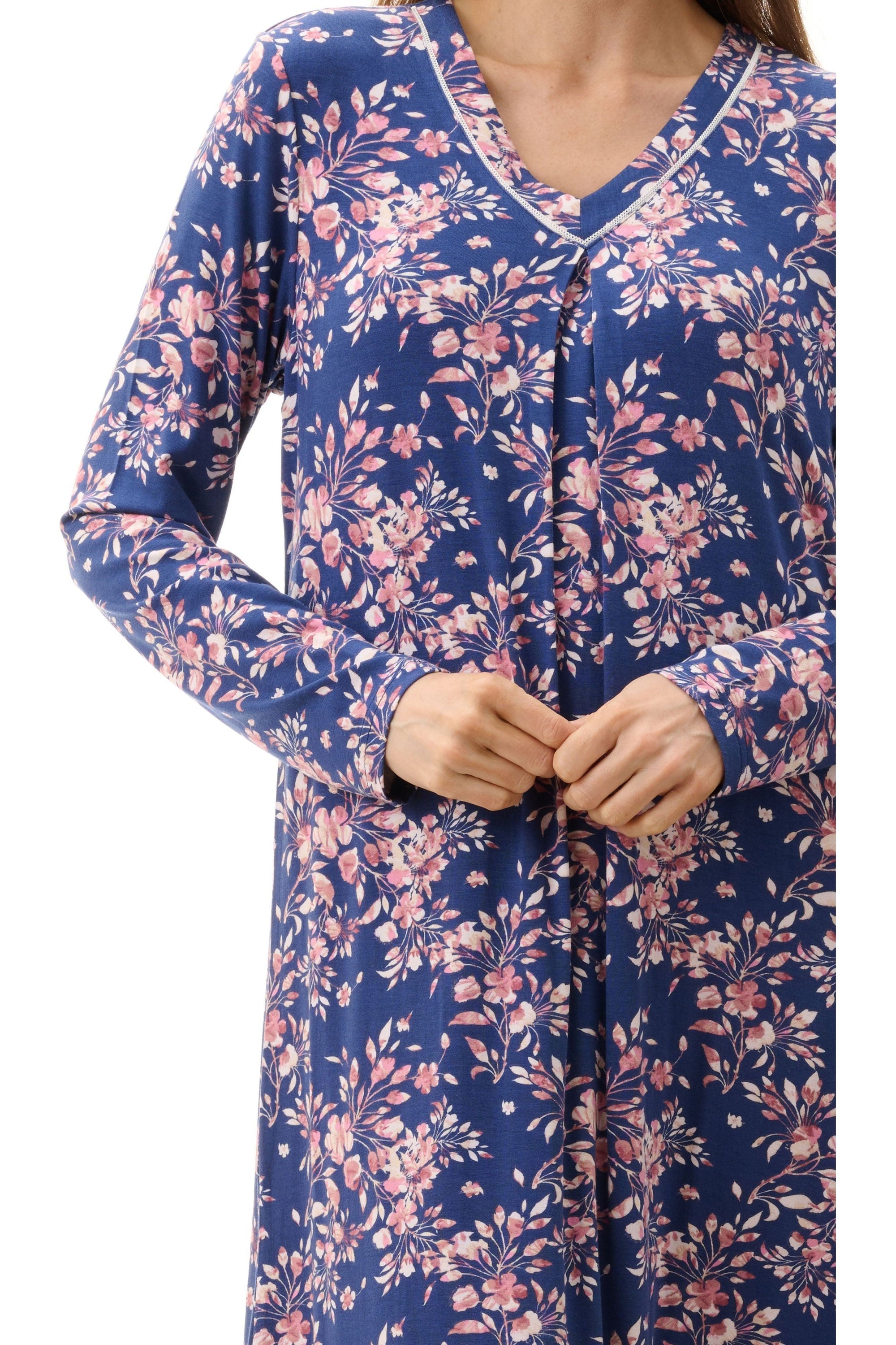 Givoni Fleur Viscose Knit Mid Nightie -Royal(L Only)