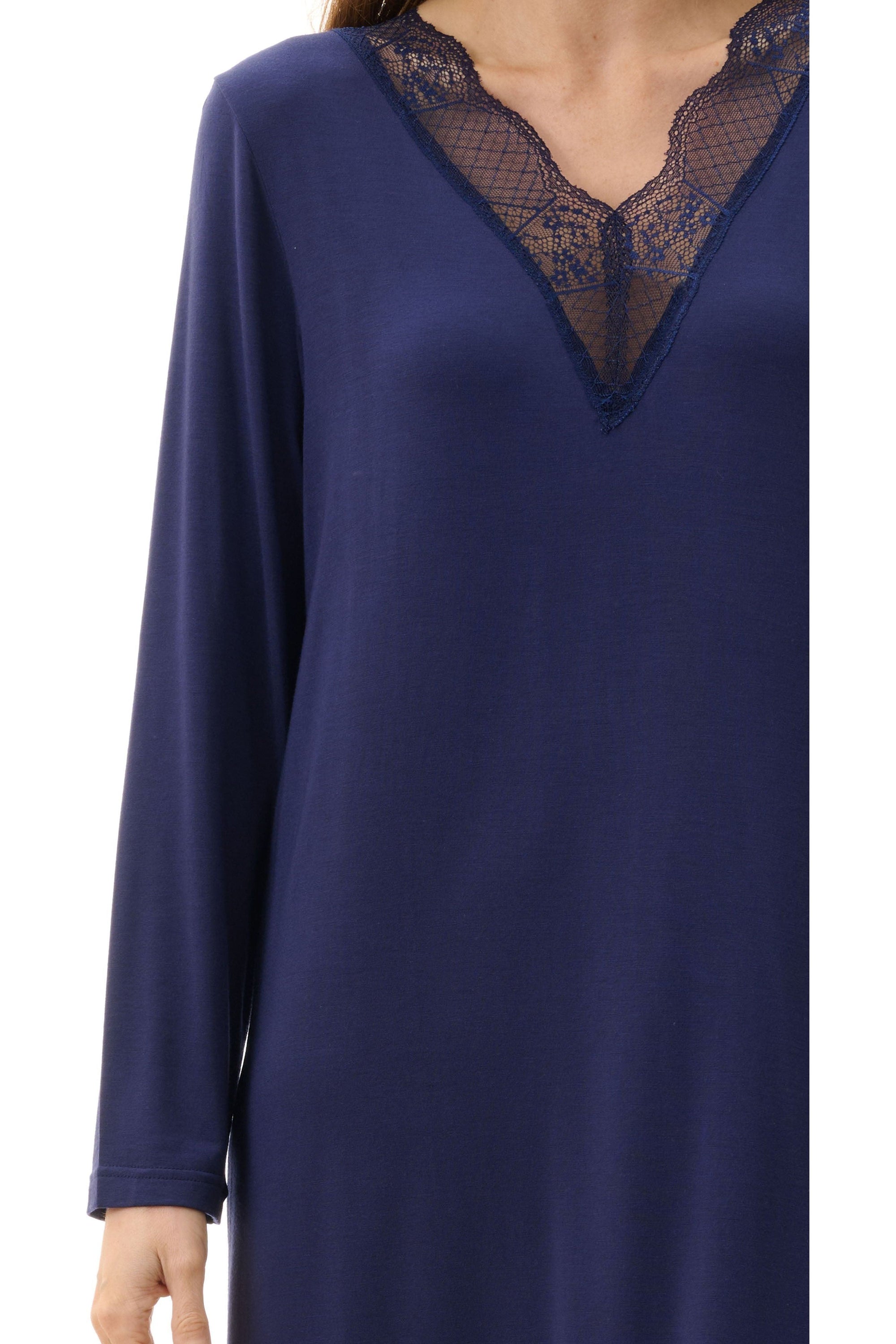 Givoni Modal & Lace Knit Mid Nightie -Navy(S or M)